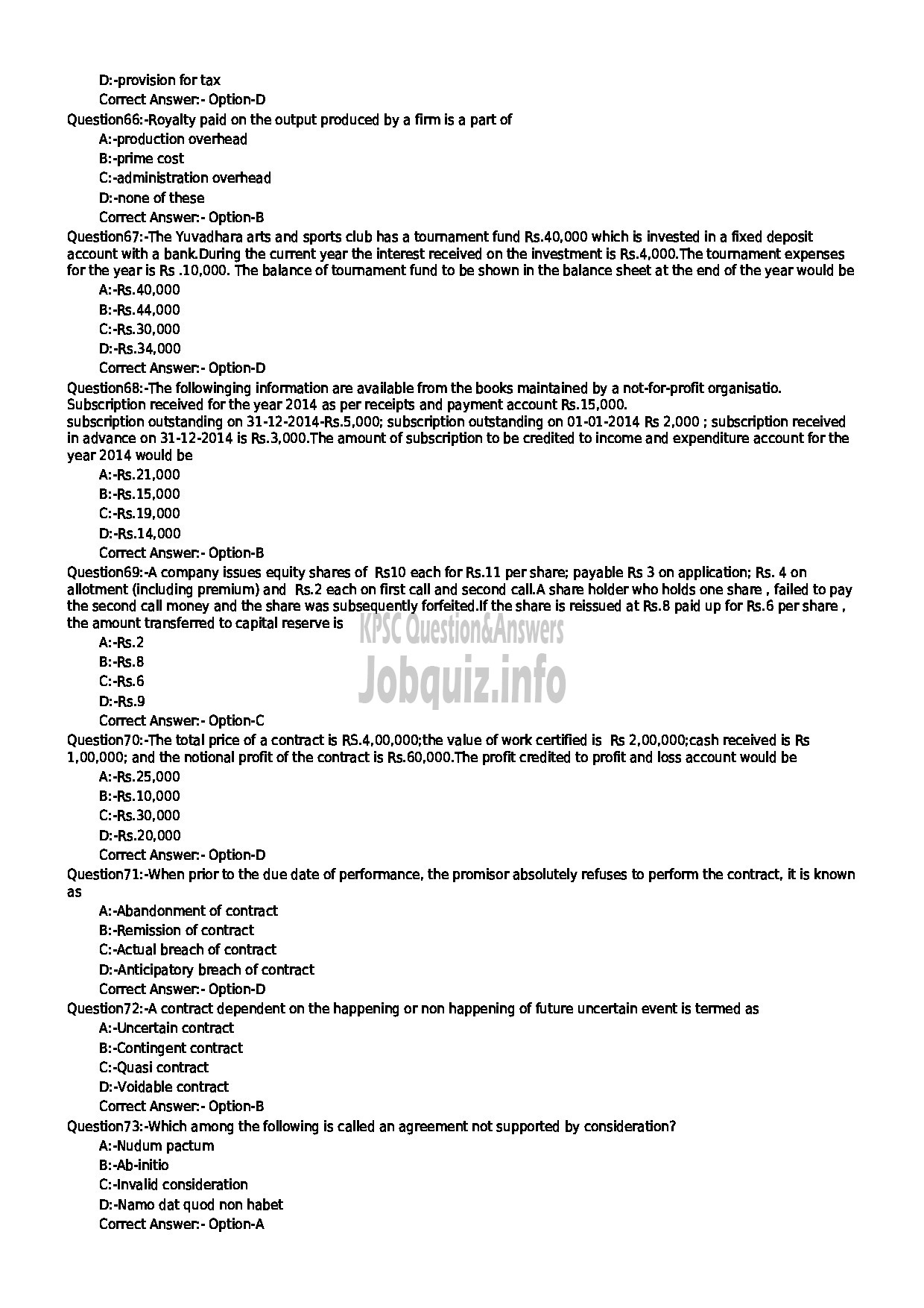 Kerala PSC Question Paper - LECTURER IN COMMERCIAL PRACTICE TECHNICAL EDUCATION POLYTECHNIC COLLEGES-8