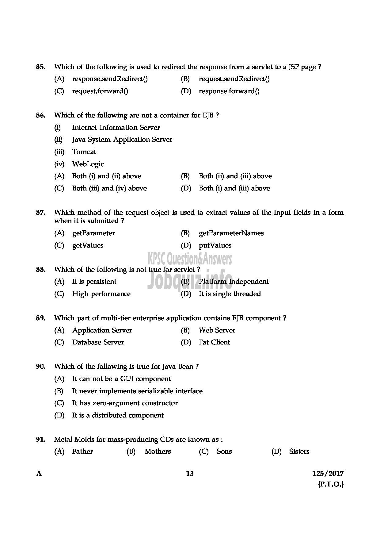 Kerala PSC Question Paper - LECTURER IN COMPUTER APPLICATION COLLEGIATE EDUCATION-13