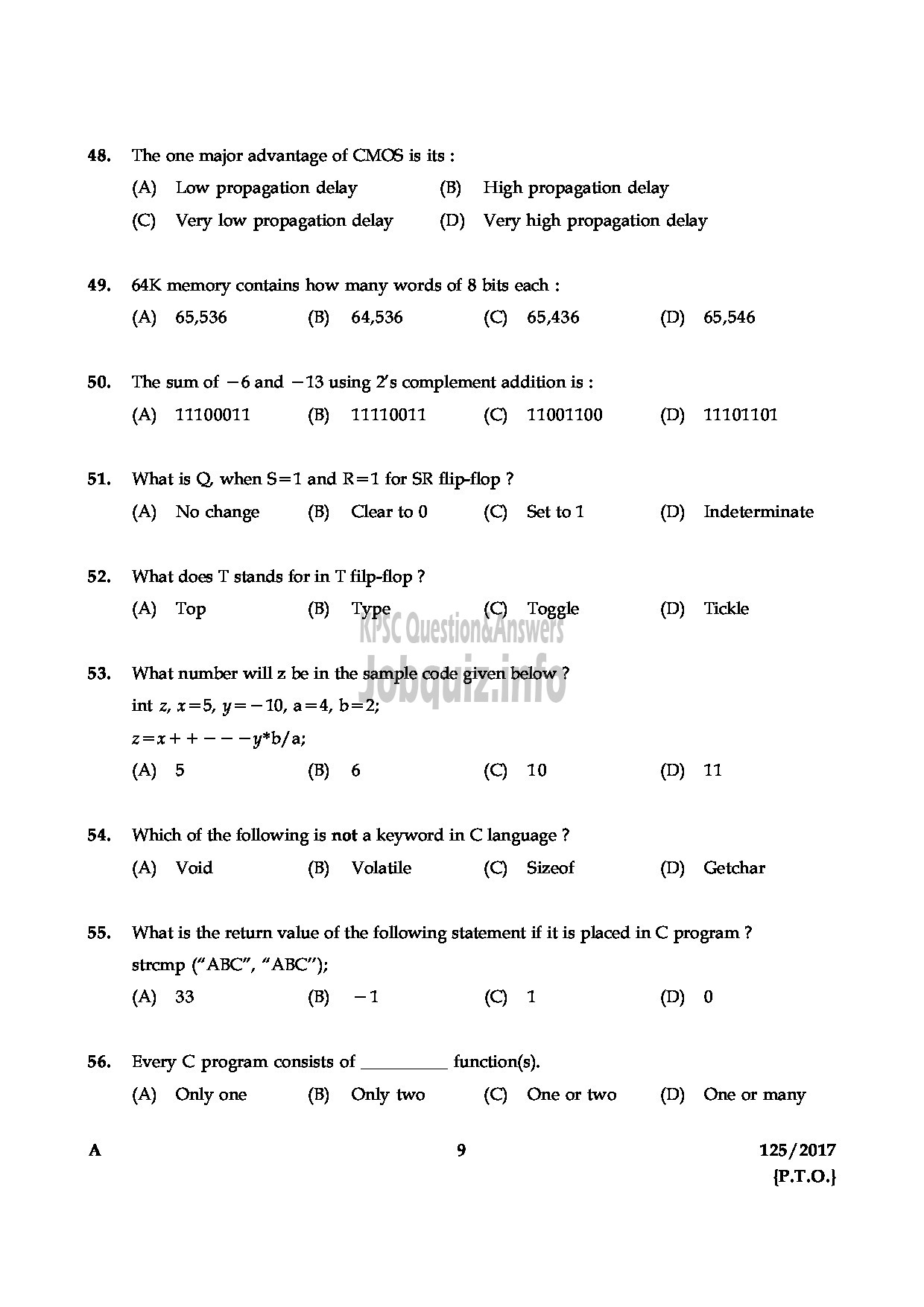 Kerala PSC Question Paper - LECTURER IN COMPUTER APPLICATION COLLEGIATE EDUCATION-9