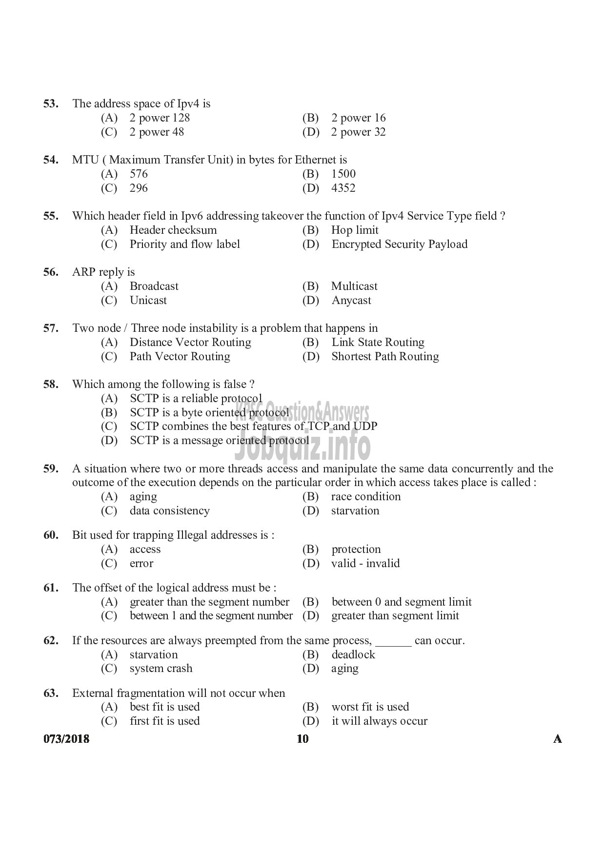 Kerala PSC Question Paper - LECTURER IN COMPUTER SCIENCE COLLEGIATE EDUCATION-10