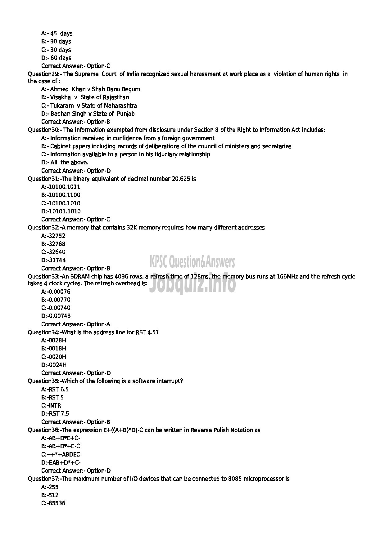 Kerala PSC Question Paper - LECTURER IN COMPUTER SCIENCE COLLEGIATE EDUCATION-4