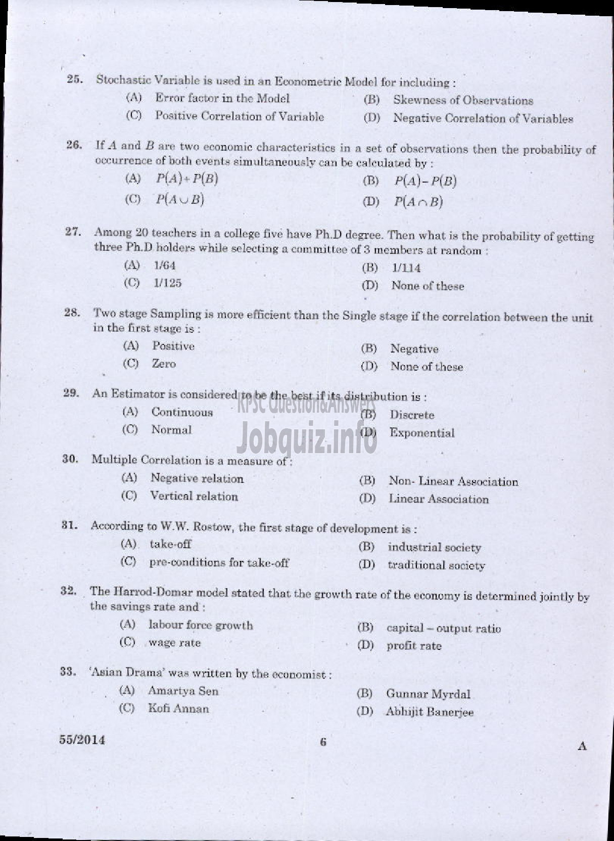 Kerala PSC Question Paper - LECTURER IN ECONOMICS KERALA COLLEGIATE EDUCATION-4