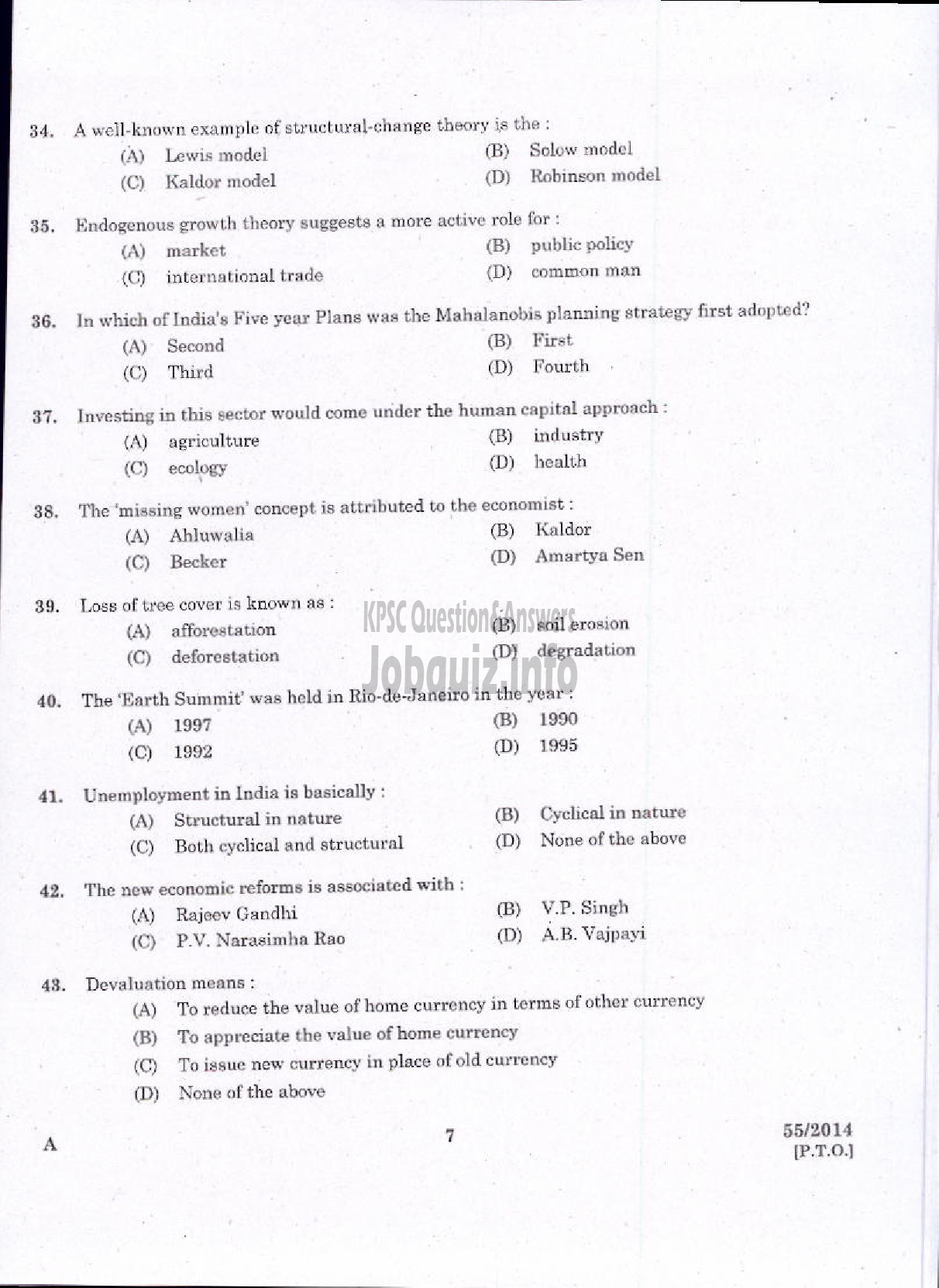 Kerala PSC Question Paper - LECTURER IN ECONOMICS KERALA COLLEGIATE EDUCATION-5