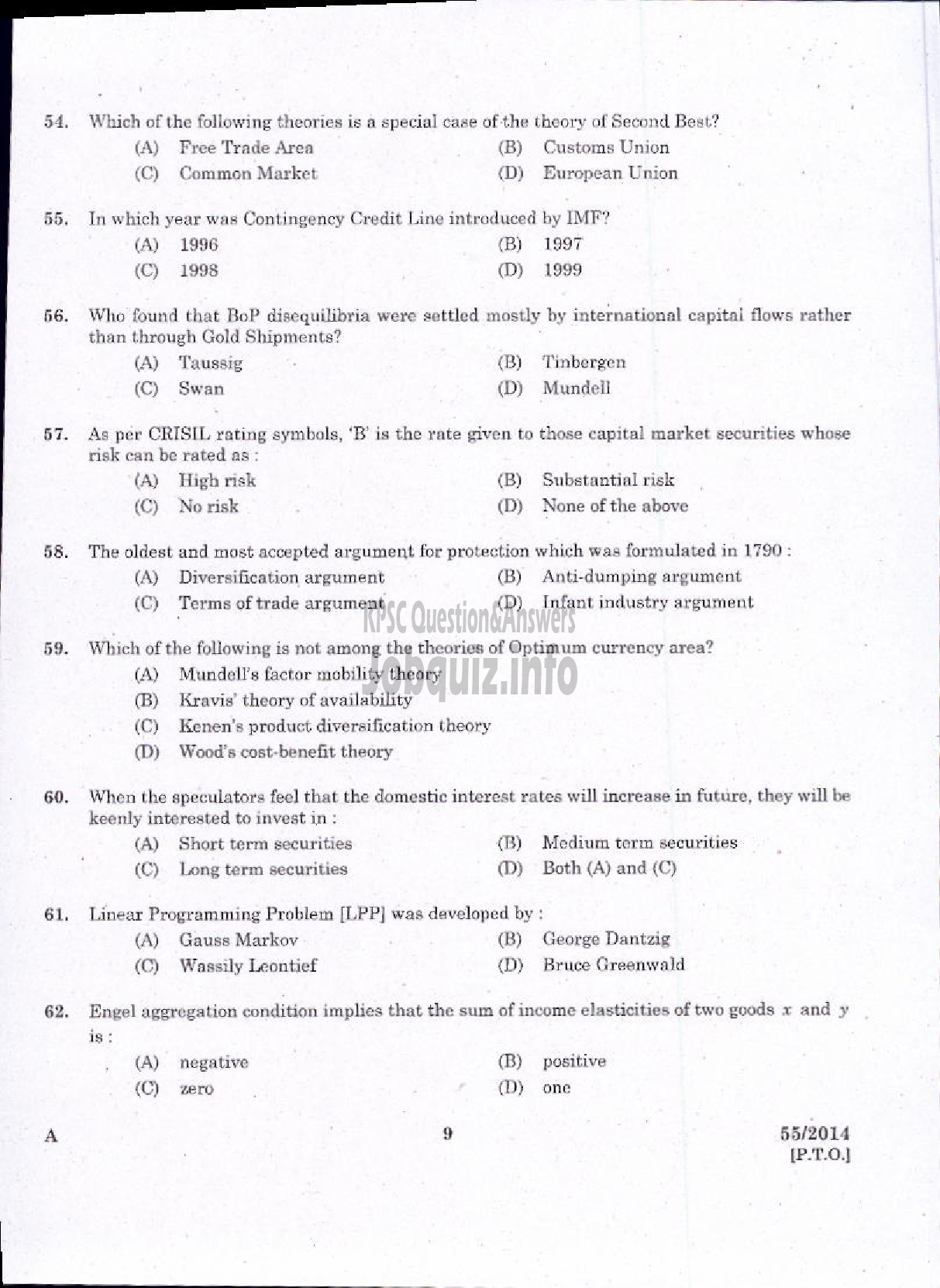 Kerala PSC Question Paper - LECTURER IN ECONOMICS KERALA COLLEGIATE EDUCATION-7