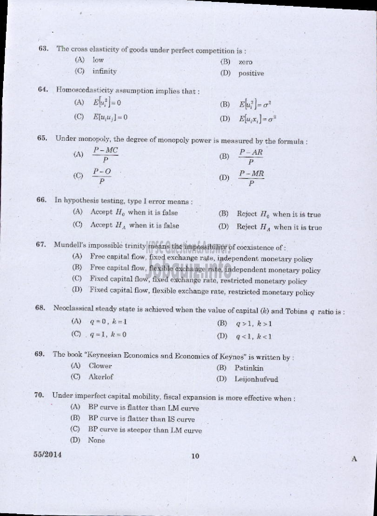 Kerala PSC Question Paper - LECTURER IN ECONOMICS KERALA COLLEGIATE EDUCATION-8