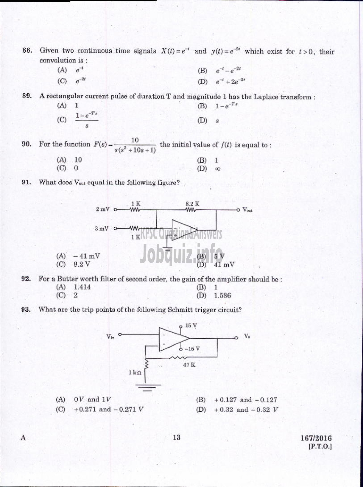 Kerala PSC Question Paper - LECTURER IN ELECTRICAL AND ELECTRONICS ENGINEERING GOVST POLYTECHNICS TECHNICAL EDUCATION-11