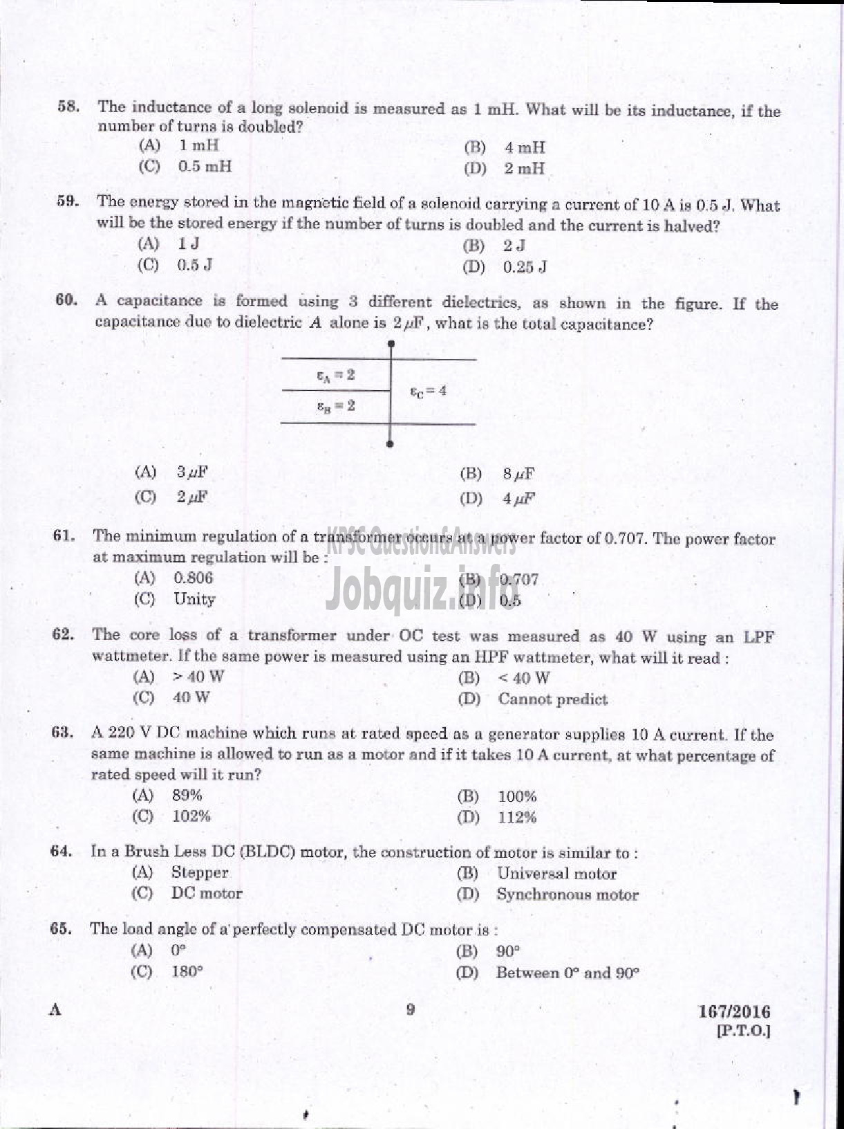 Kerala PSC Question Paper - LECTURER IN ELECTRICAL AND ELECTRONICS ENGINEERING GOVST POLYTECHNICS TECHNICAL EDUCATION-7