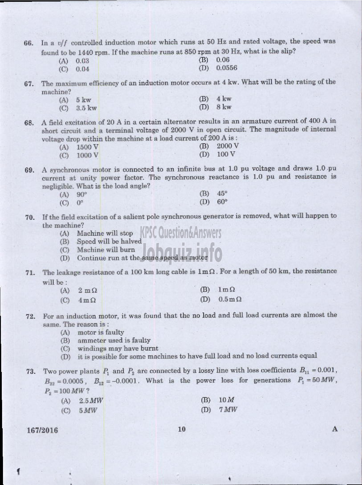 Kerala PSC Question Paper - LECTURER IN ELECTRICAL AND ELECTRONICS ENGINEERING GOVST POLYTECHNICS TECHNICAL EDUCATION-8