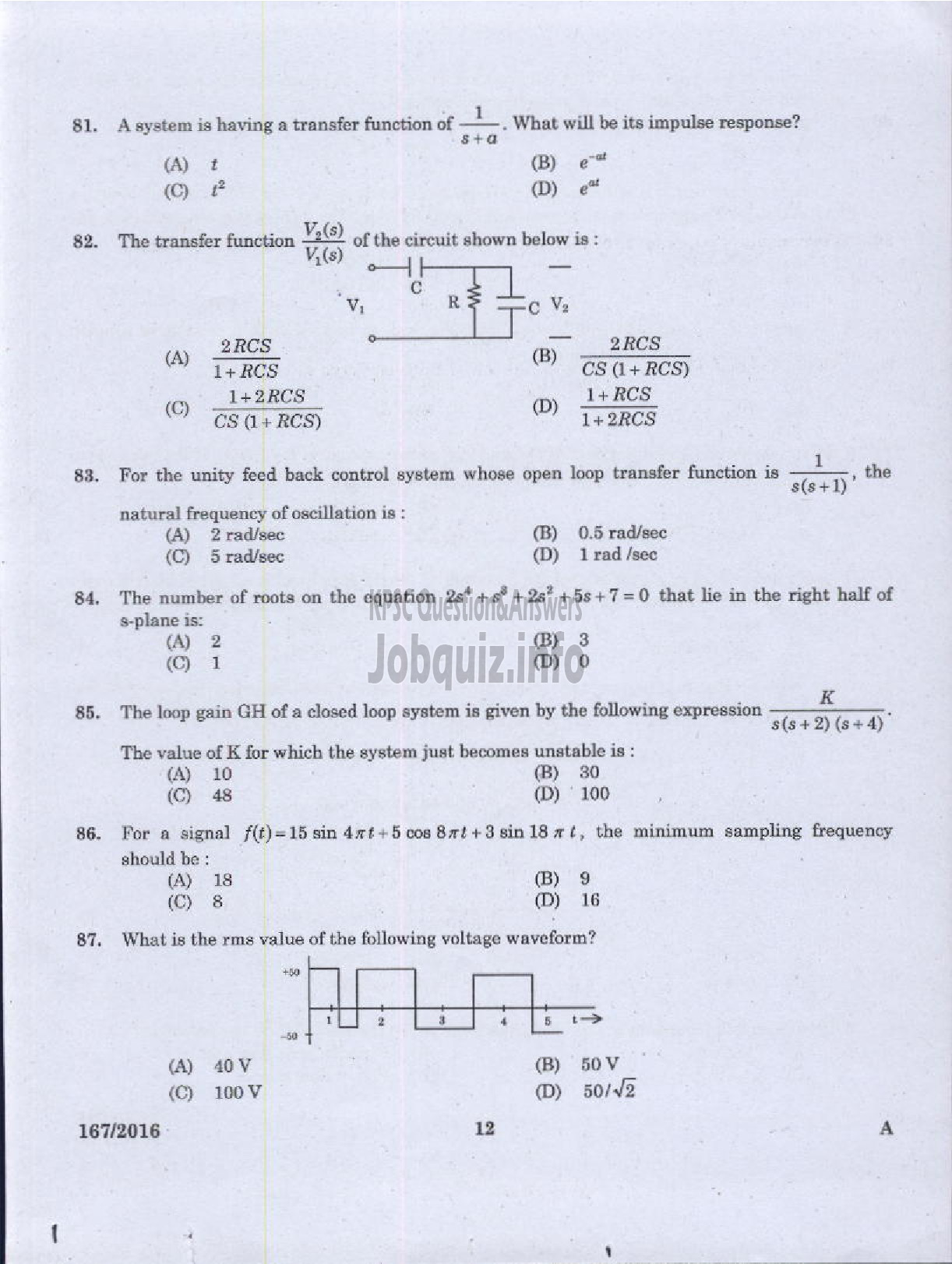 Kerala PSC Question Paper - LECTURER IN ELECTRICAL AND ELECTRONICS ENGINEERING GOVST POLYTECHNICS TECHNICAL EDUCATION-10