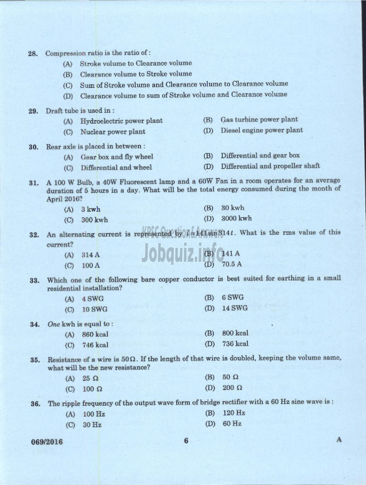 Kerala PSC Question Paper - LECTURER IN ELECTRONICS AND INSTRUMENTATION POLYTECHNICS TECHNICAL EDUCATION-4