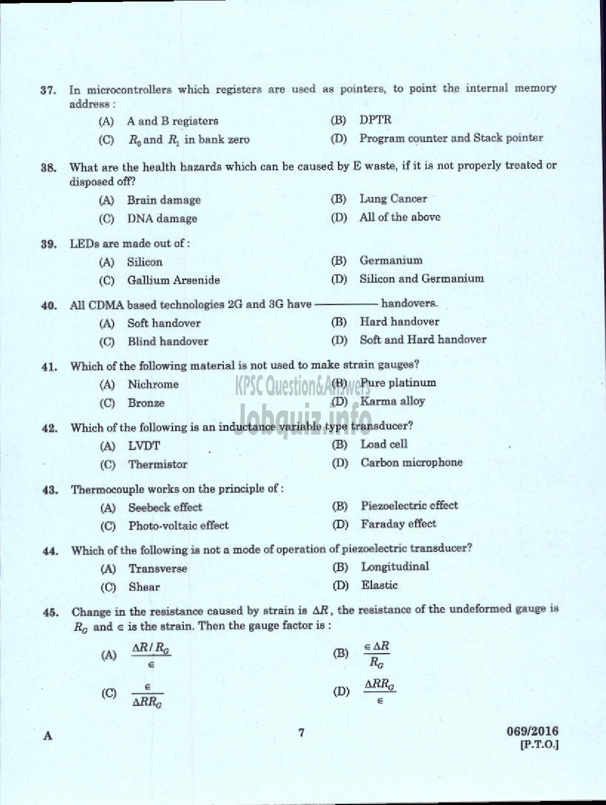 Kerala PSC Question Paper - LECTURER IN ELECTRONICS AND INSTRUMENTATION POLYTECHNICS TECHNICAL EDUCATION-5