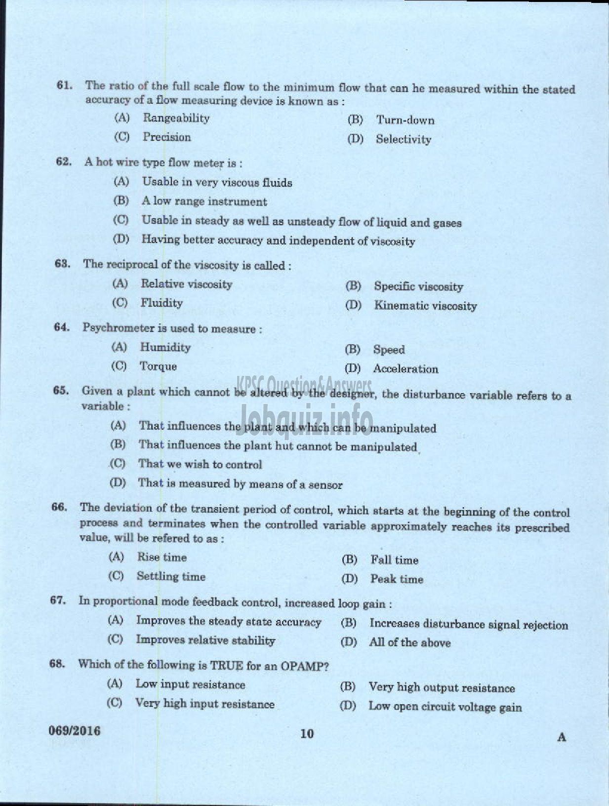 Kerala PSC Question Paper - LECTURER IN ELECTRONICS AND INSTRUMENTATION POLYTECHNICS TECHNICAL EDUCATION-8