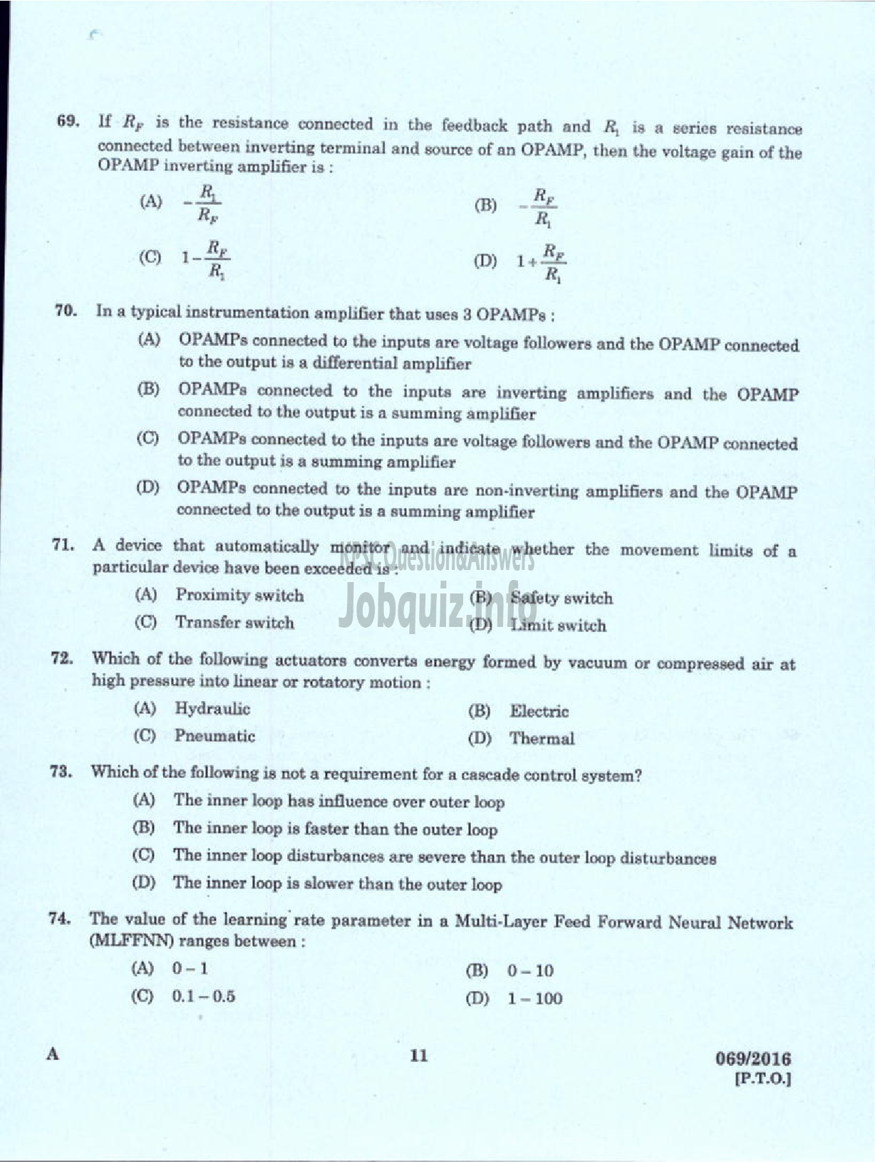 Kerala PSC Question Paper - LECTURER IN ELECTRONICS AND INSTRUMENTATION POLYTECHNICS TECHNICAL EDUCATION-9