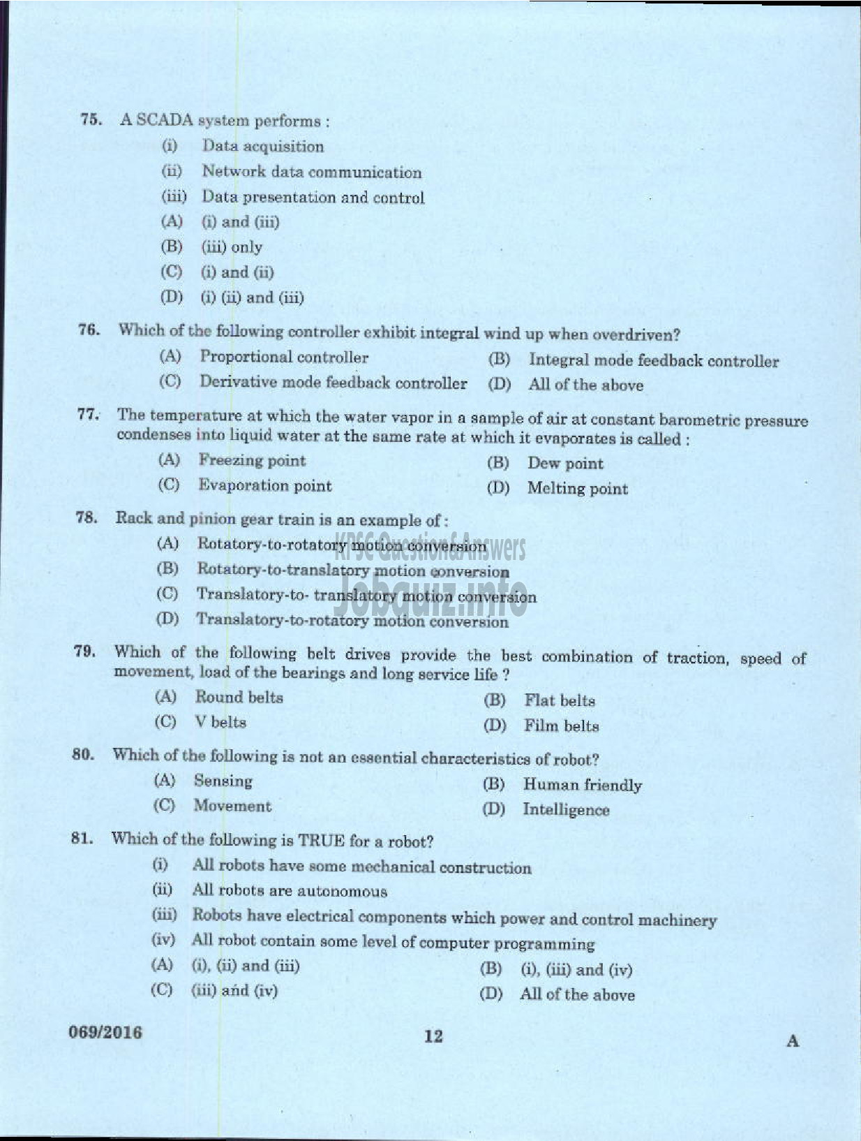 Kerala PSC Question Paper - LECTURER IN ELECTRONICS AND INSTRUMENTATION POLYTECHNICS TECHNICAL EDUCATION-10
