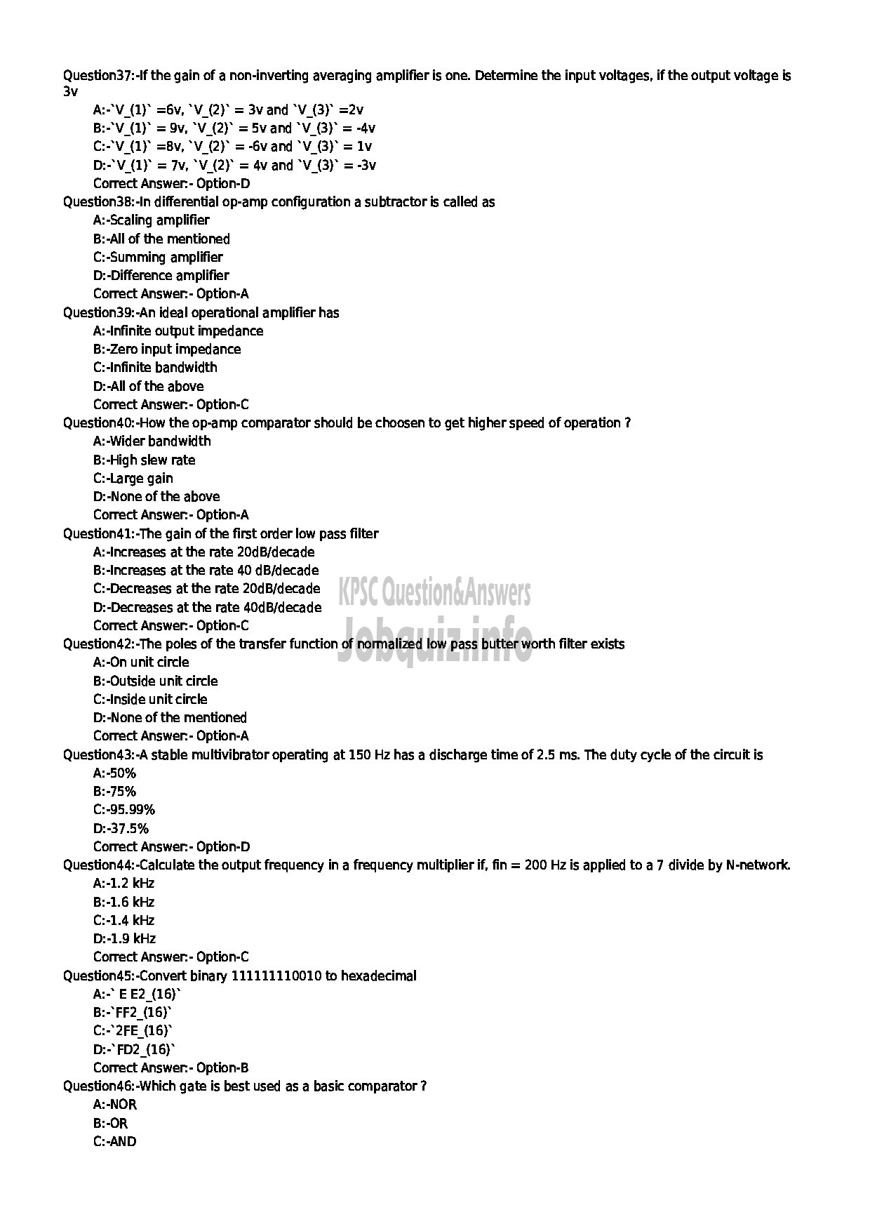 Kerala PSC Question Paper - LECTURER IN ELECTRONICS ENGINEERING NCA TECHNICAL EDUCATION-5