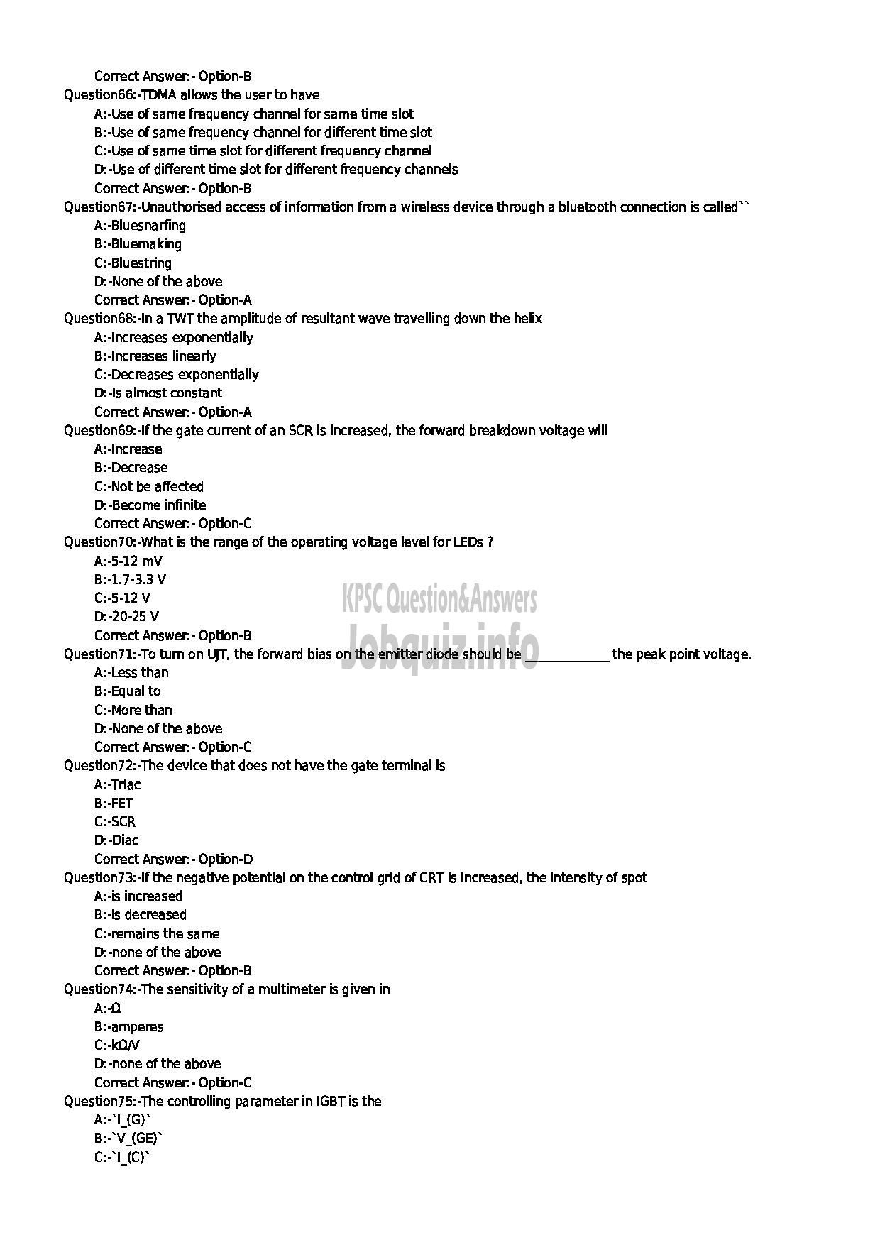 Kerala PSC Question Paper - LECTURER IN ELECTRONICS ENGINEERING NCA TECHNICAL EDUCATION-8