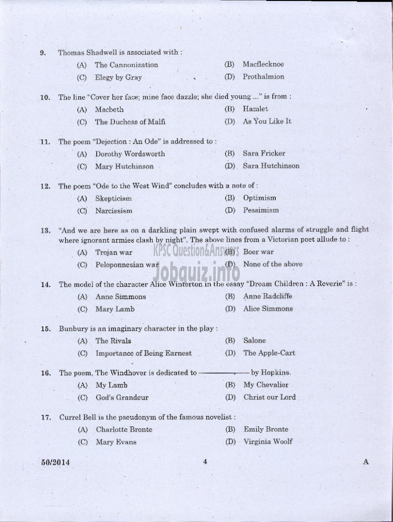 Kerala PSC Question Paper - LECTURER IN ENGLISH KERALA COLLEGIATE EDUCATION-2