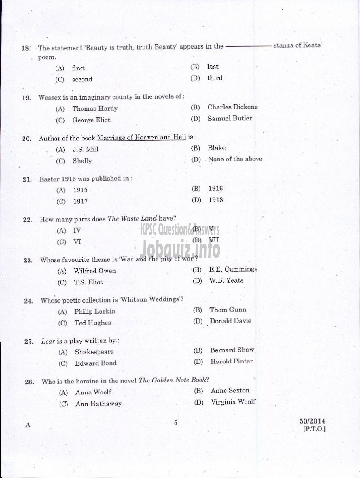 Kerala PSC Question Paper - LECTURER IN ENGLISH KERALA COLLEGIATE EDUCATION-3