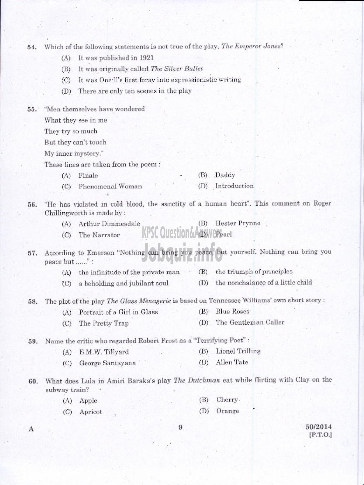 Kerala PSC Question Paper - LECTURER IN ENGLISH KERALA COLLEGIATE EDUCATION-7