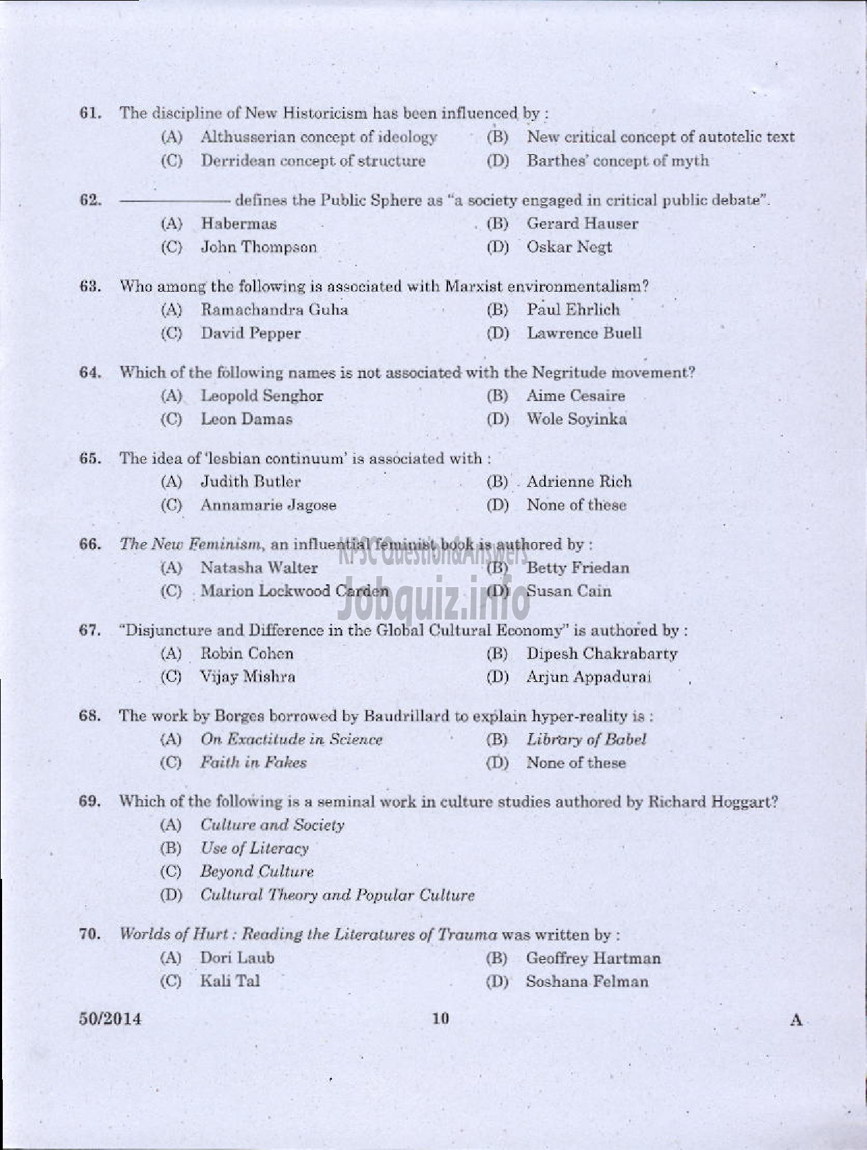 Kerala PSC Question Paper - LECTURER IN ENGLISH KERALA COLLEGIATE EDUCATION-8