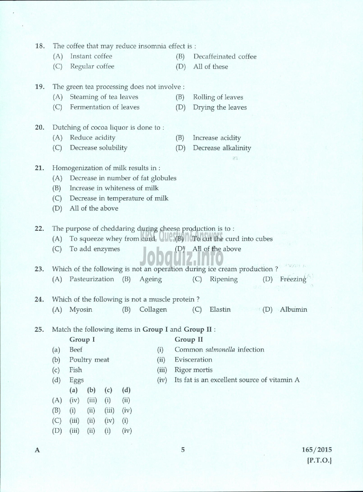 Kerala PSC Question Paper - LECTURER IN FOOD SCIENCE KERALA COLLEGIATE EDUCATION-3