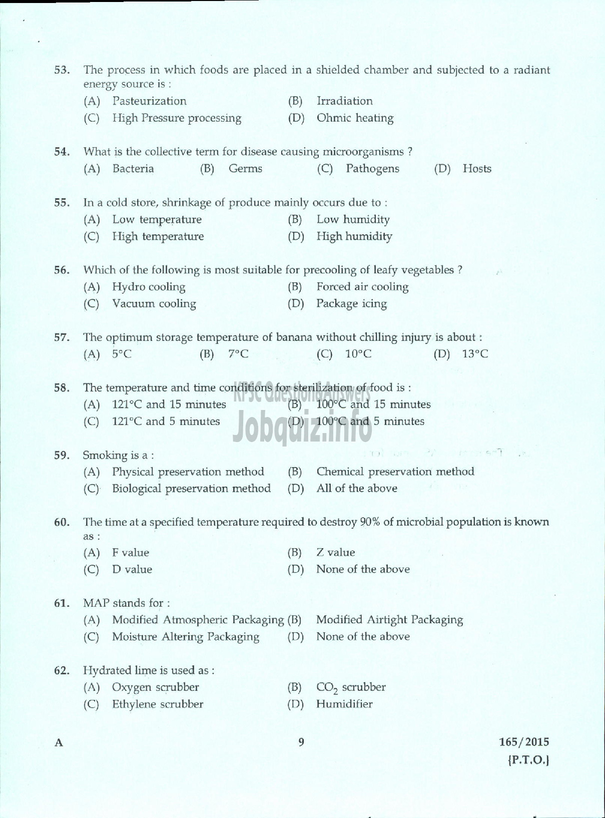 Kerala PSC Question Paper - LECTURER IN FOOD SCIENCE KERALA COLLEGIATE EDUCATION-7