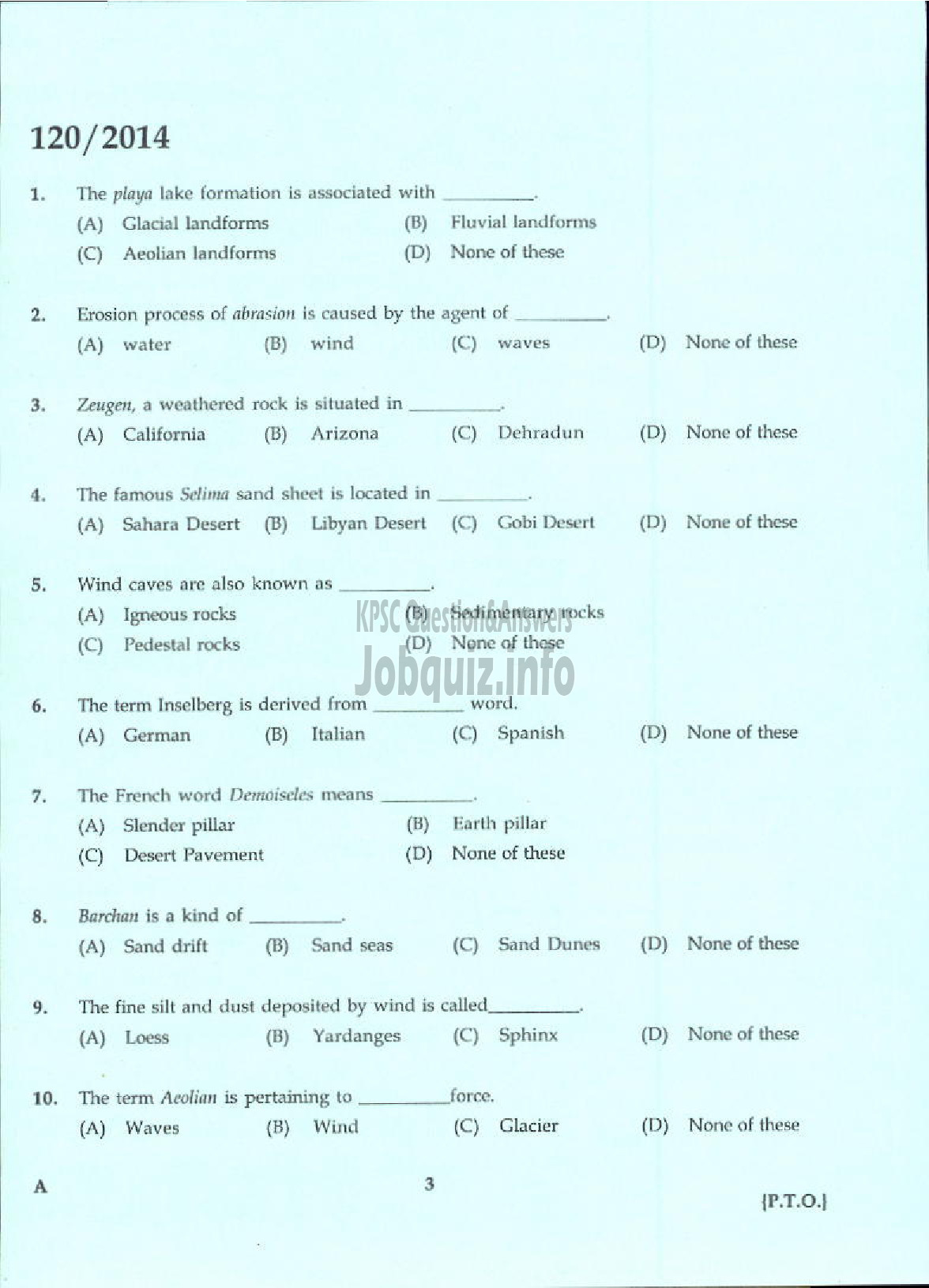 Kerala PSC Question Paper - LECTURER IN GEOGRAPHY KERALA COLLEGIATE EDUCATION-1