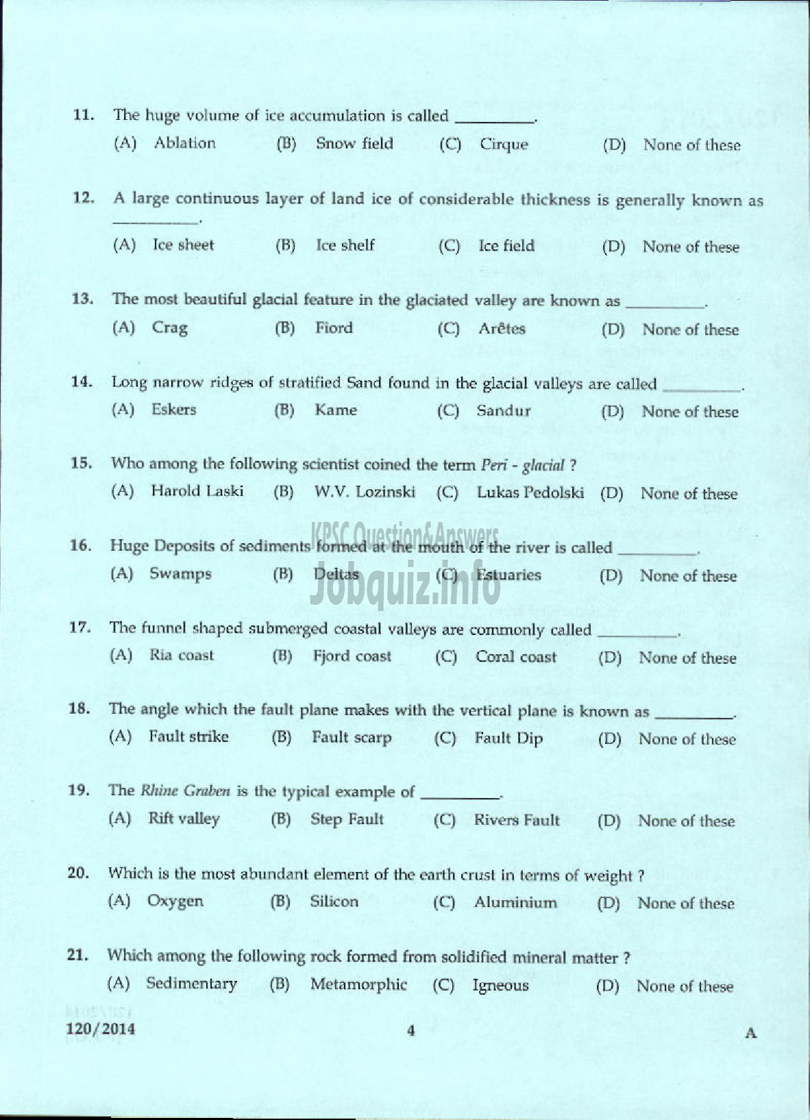Kerala PSC Question Paper - LECTURER IN GEOGRAPHY KERALA COLLEGIATE EDUCATION-2