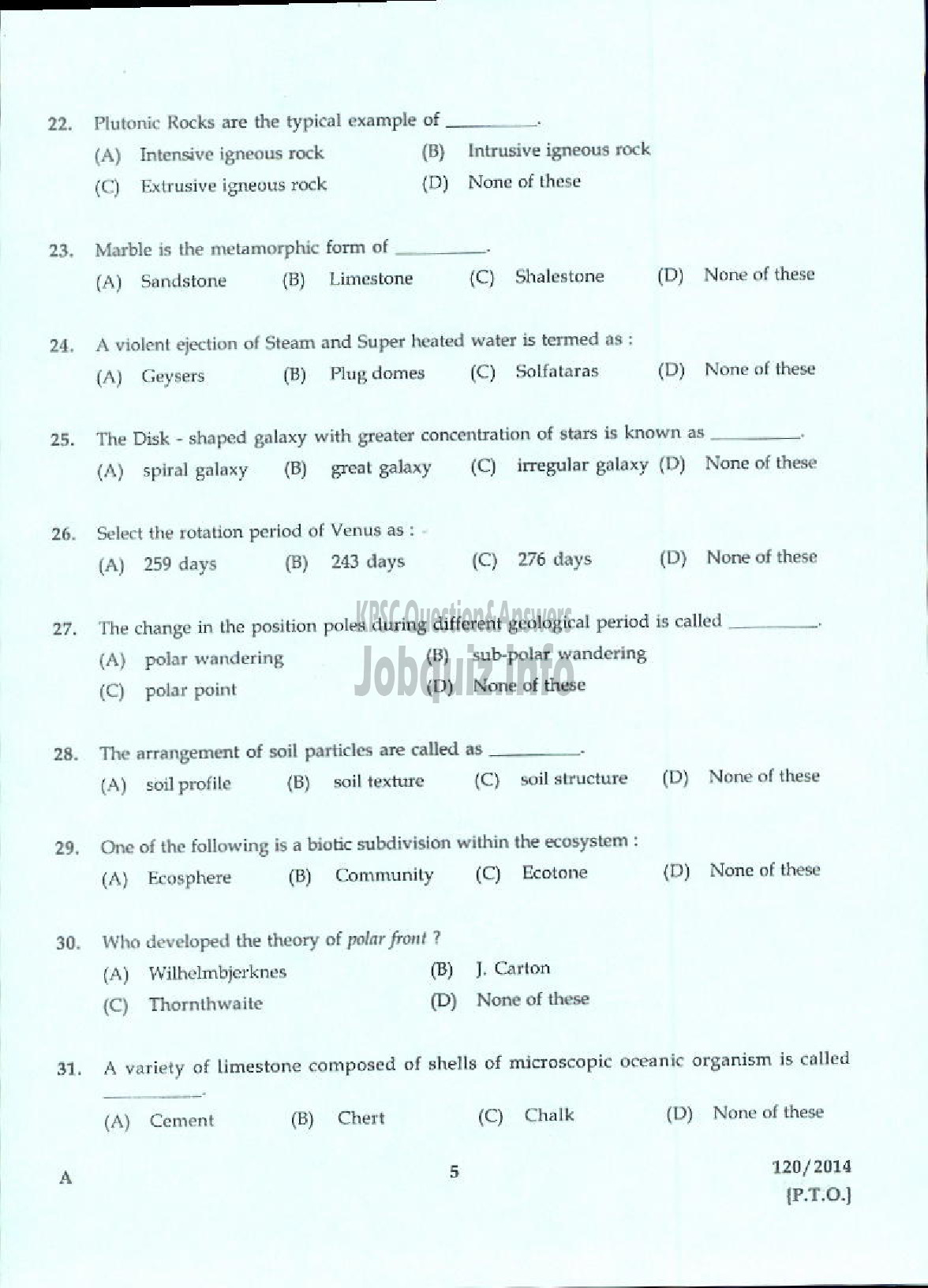 Kerala PSC Question Paper - LECTURER IN GEOGRAPHY KERALA COLLEGIATE EDUCATION-3