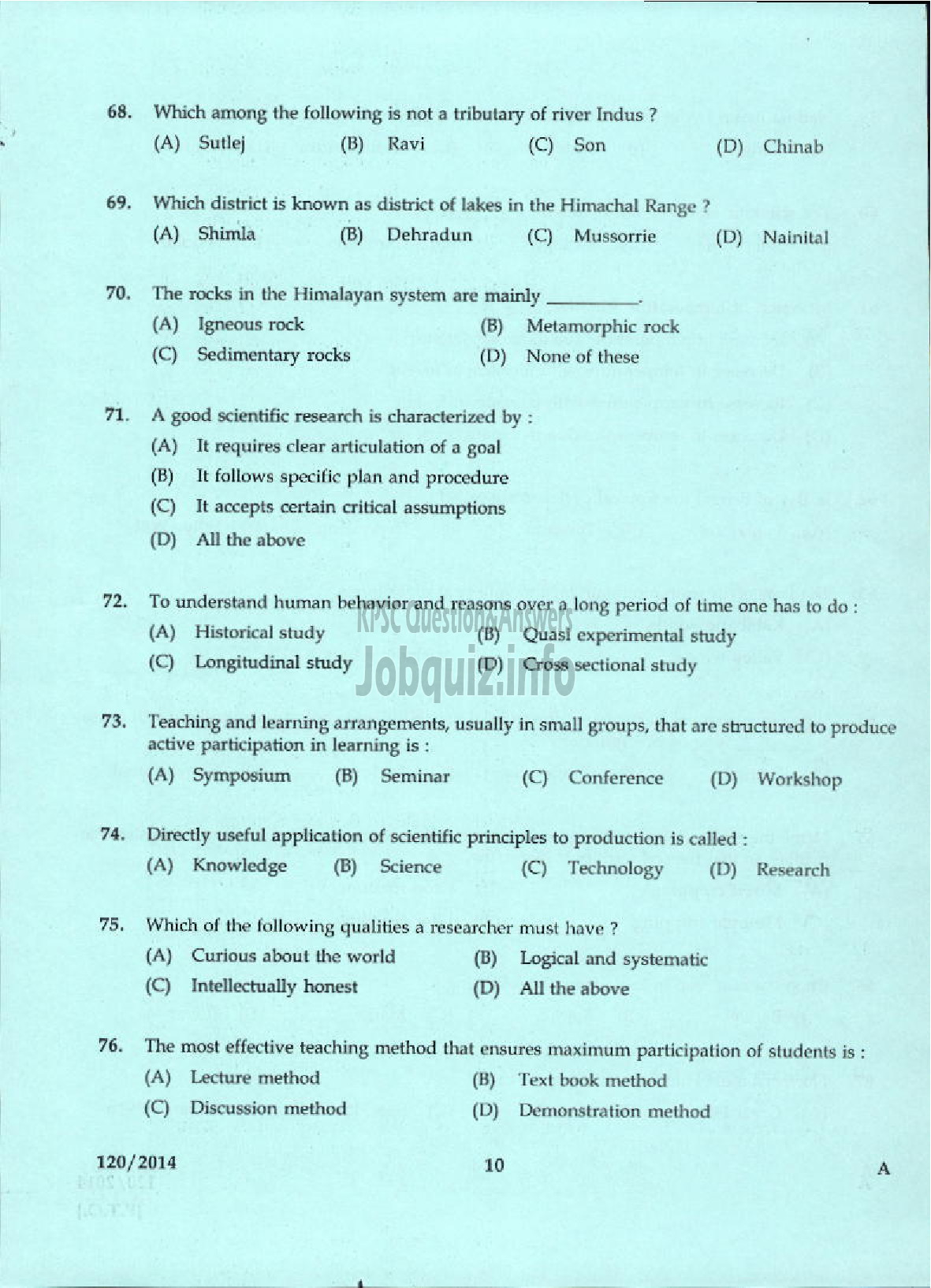 Kerala PSC Question Paper - LECTURER IN GEOGRAPHY KERALA COLLEGIATE EDUCATION-8