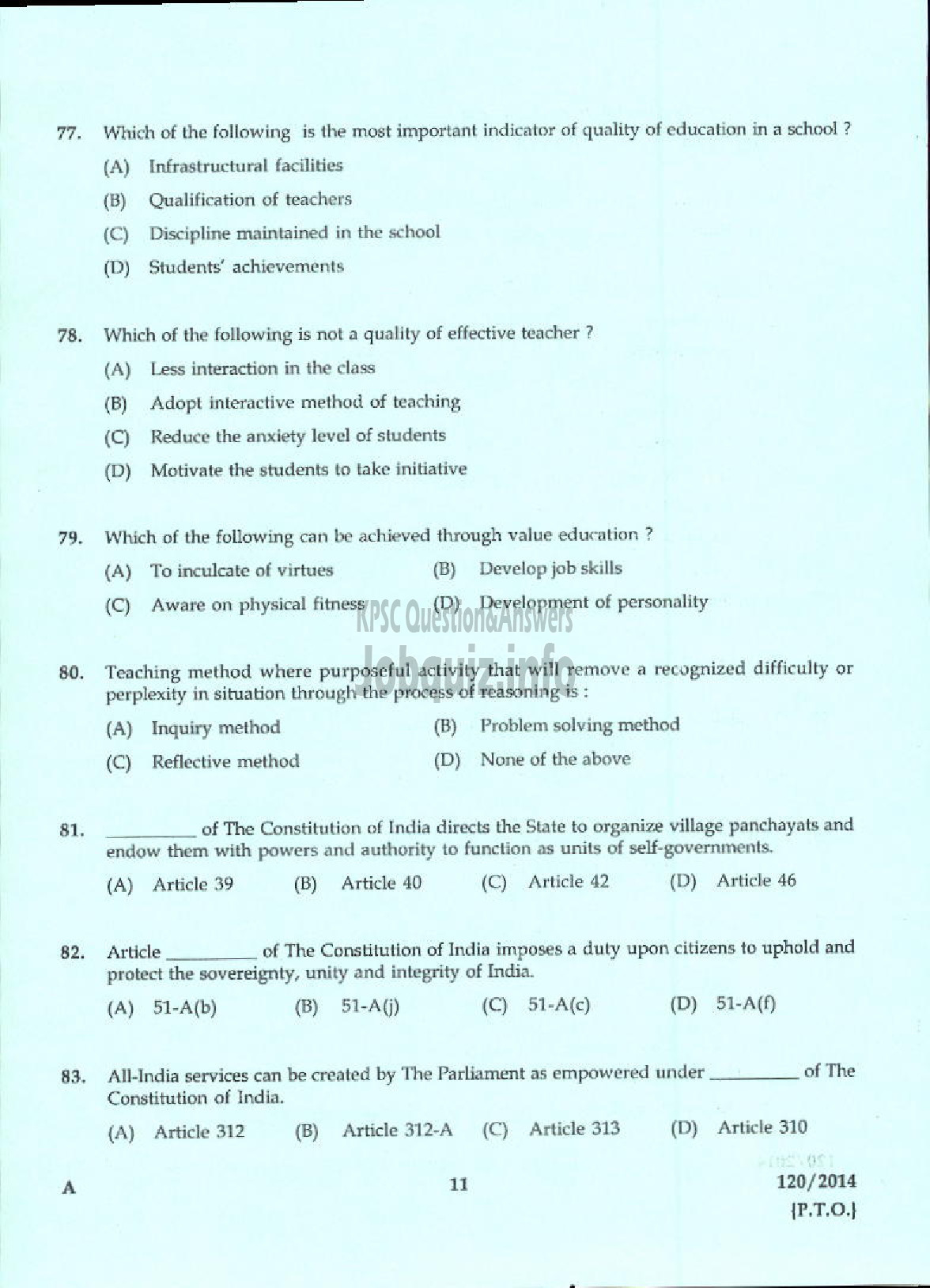 Kerala PSC Question Paper - LECTURER IN GEOGRAPHY KERALA COLLEGIATE EDUCATION-9