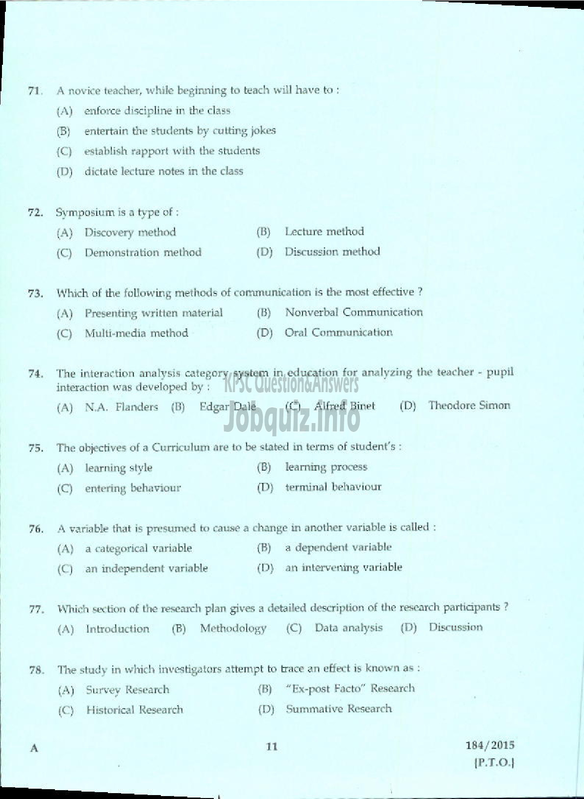 Kerala PSC Question Paper - LECTURER IN HINDI COLLEGIATE EDUCATION-7