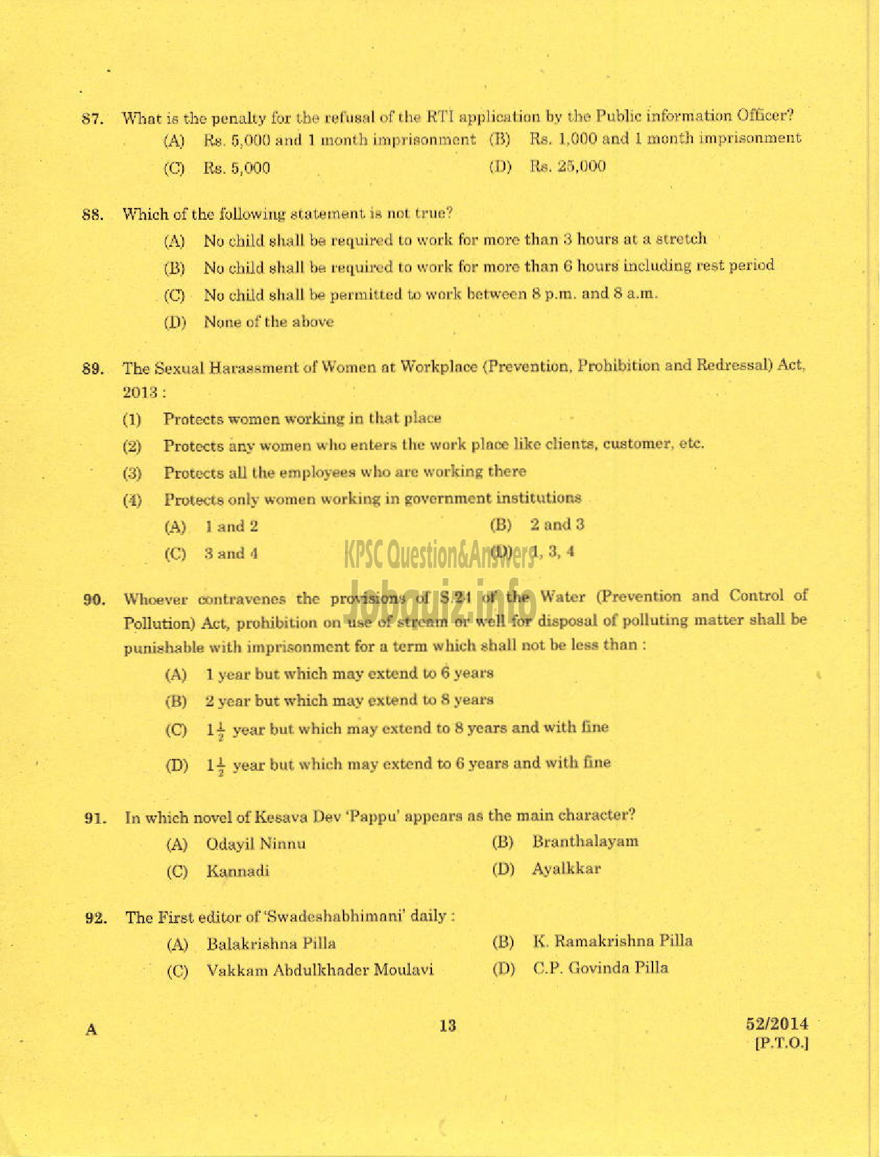 Kerala PSC Question Paper - LECTURER IN HISTORY KERALA COLLEGIATE EDUCATION-11