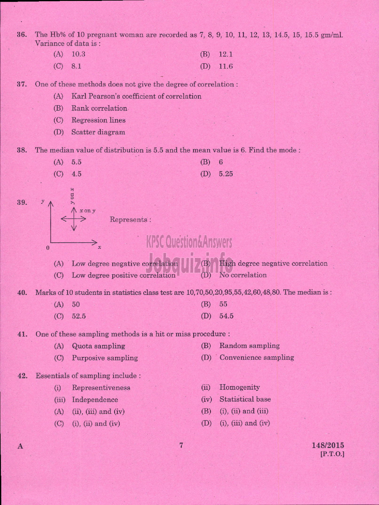 Kerala PSC Question Paper - LECTURER IN HOMESCIENCE FOOD AND NUTRITION COLLEGIATE EDUCATION-5
