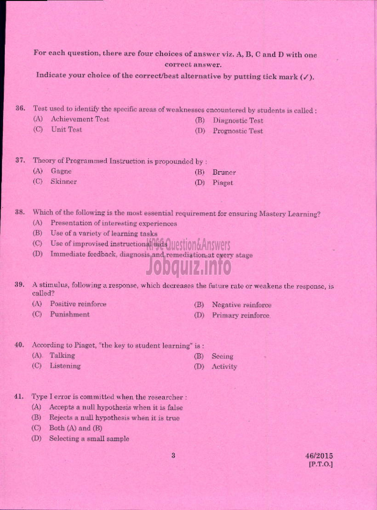 Kerala PSC Question Paper - LECTURER IN KANNADA COLLEGIATE EDUCATION-3