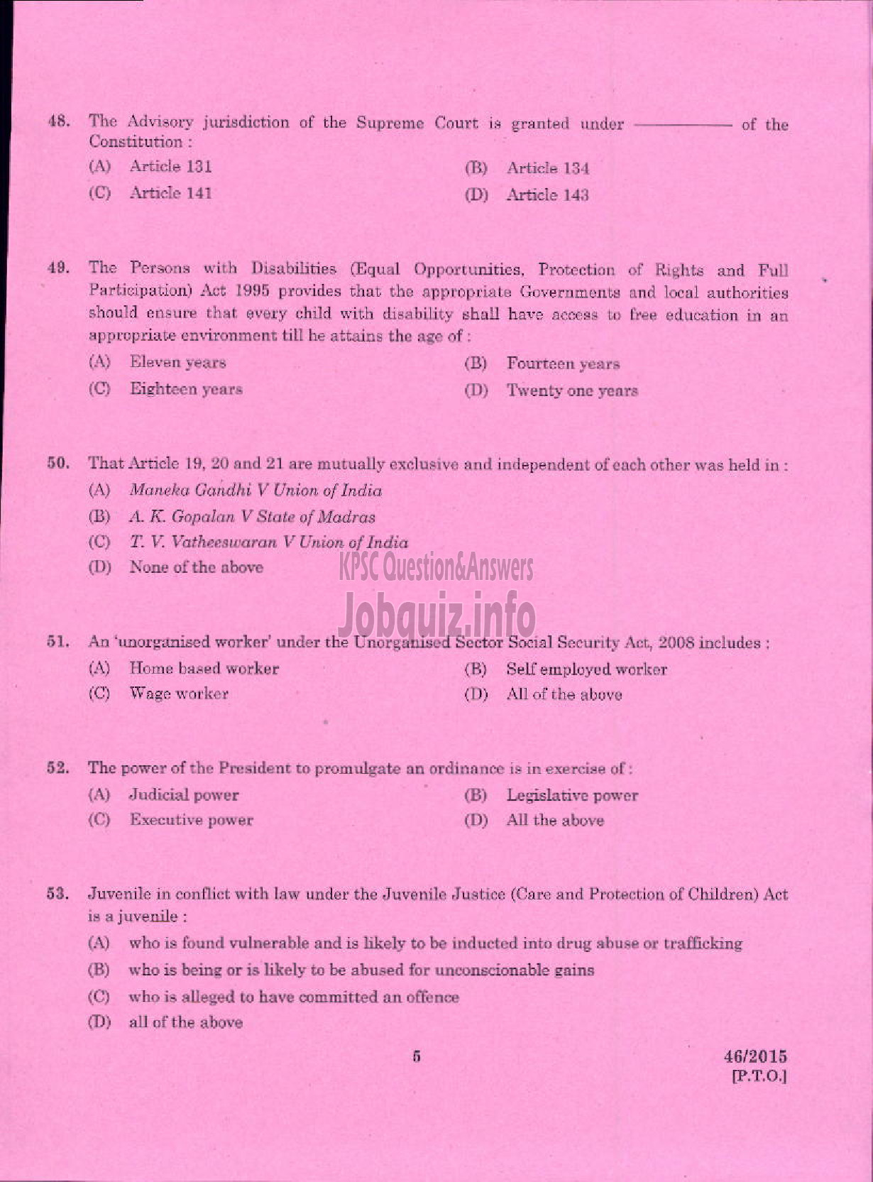 Kerala PSC Question Paper - LECTURER IN KANNADA COLLEGIATE EDUCATION-5