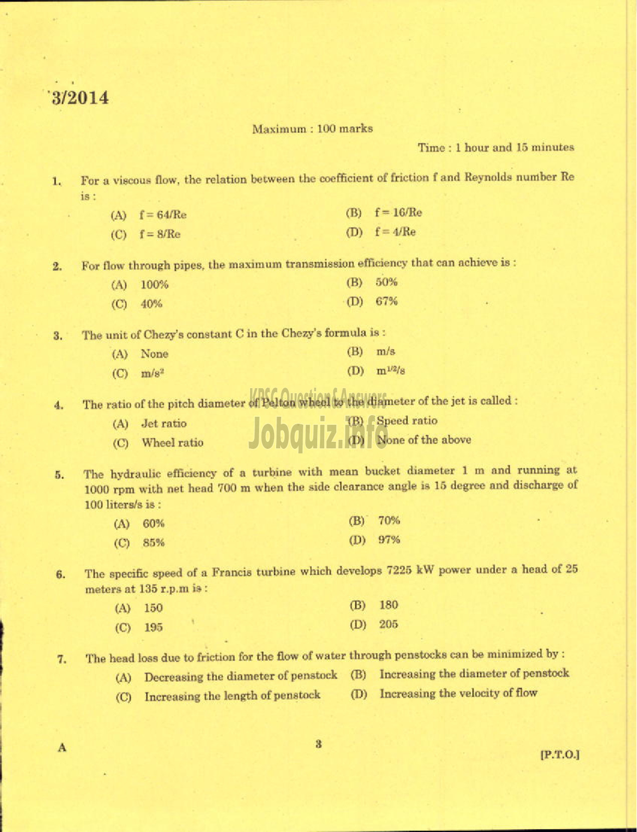 Kerala PSC Question Paper - LECTURER IN MACHANICAL ENGINEERING POLYTECHNICS TECHNICAL EDUCATION-1