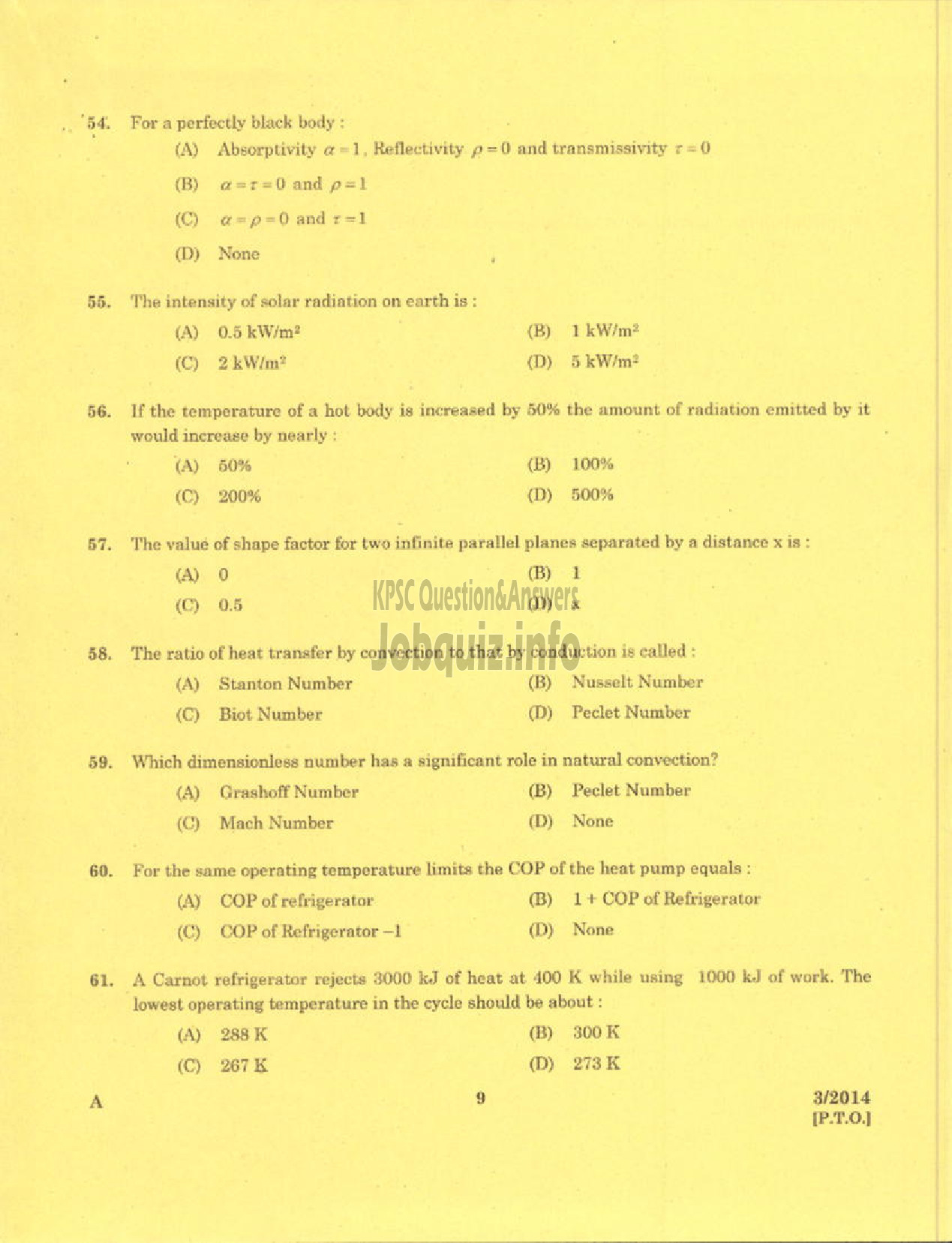 Kerala PSC Question Paper - LECTURER IN MACHANICAL ENGINEERING POLYTECHNICS TECHNICAL EDUCATION-7