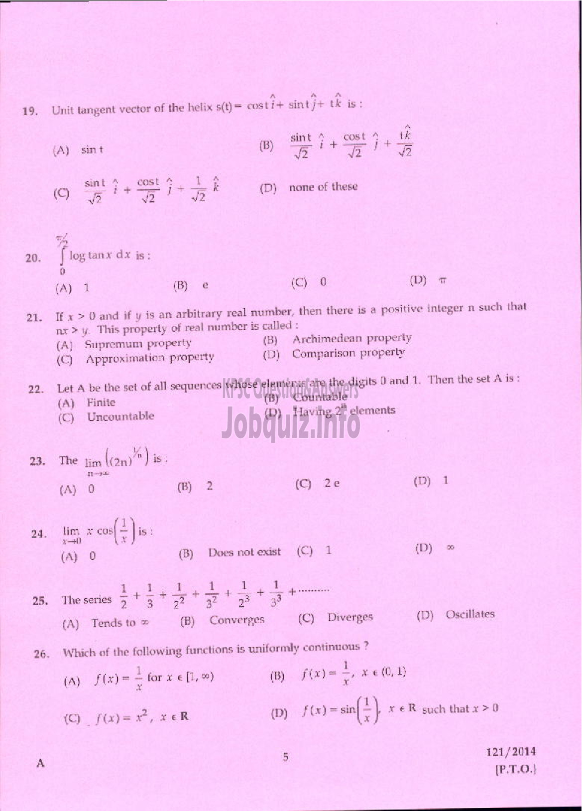 Kerala PSC Question Paper - LECTURER IN MATHEMATICS KERALA COLLEGIATE EDUCATION-3