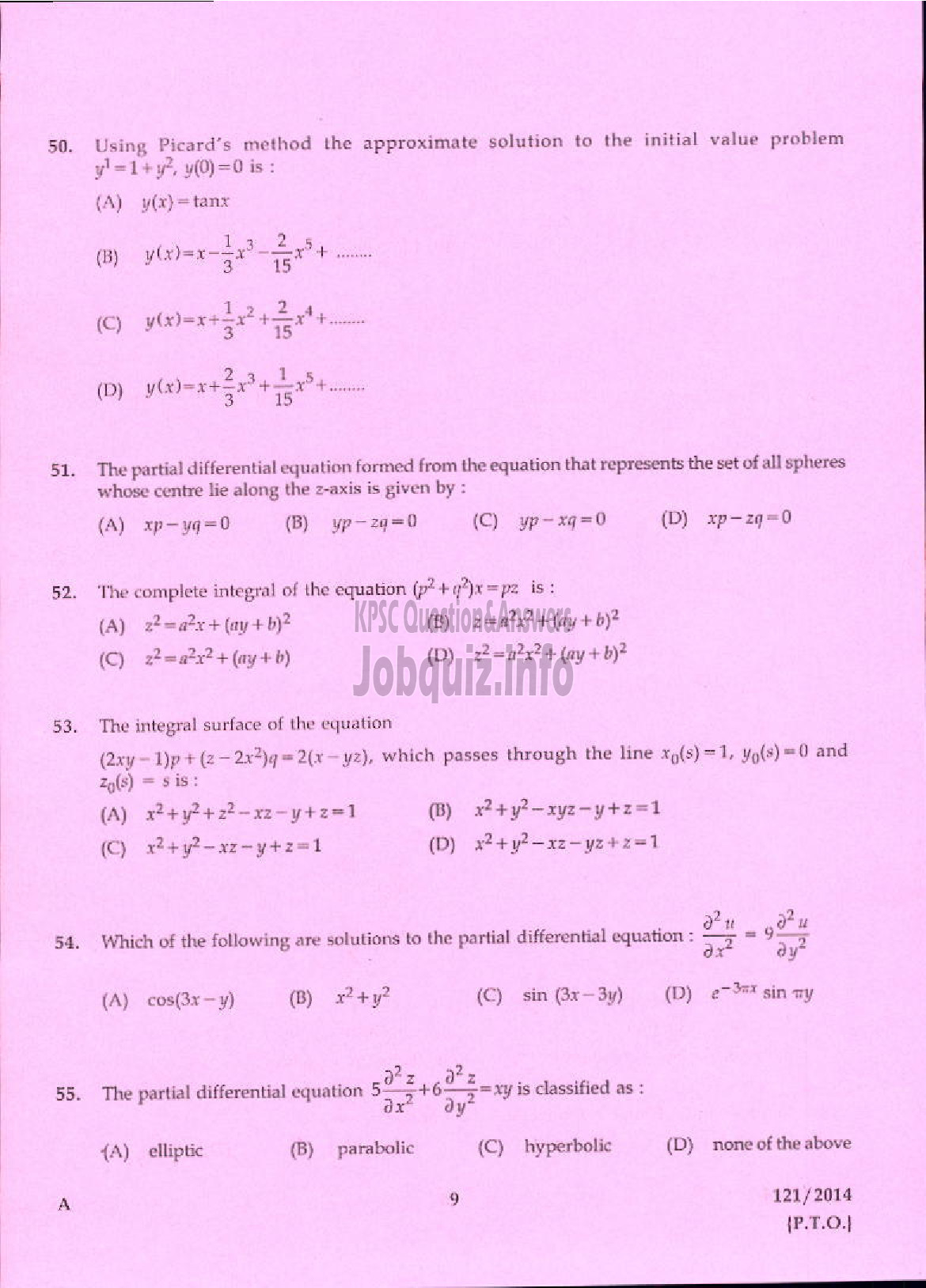 Kerala PSC Question Paper - LECTURER IN MATHEMATICS KERALA COLLEGIATE EDUCATION-7