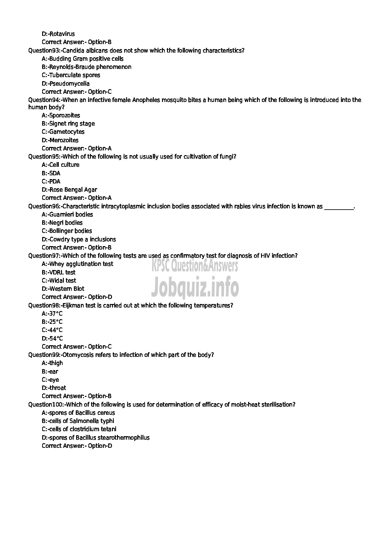 Kerala PSC Question Paper - LECTURER IN MICROBIOLOGY COLLEGIATE EDUCATION-11