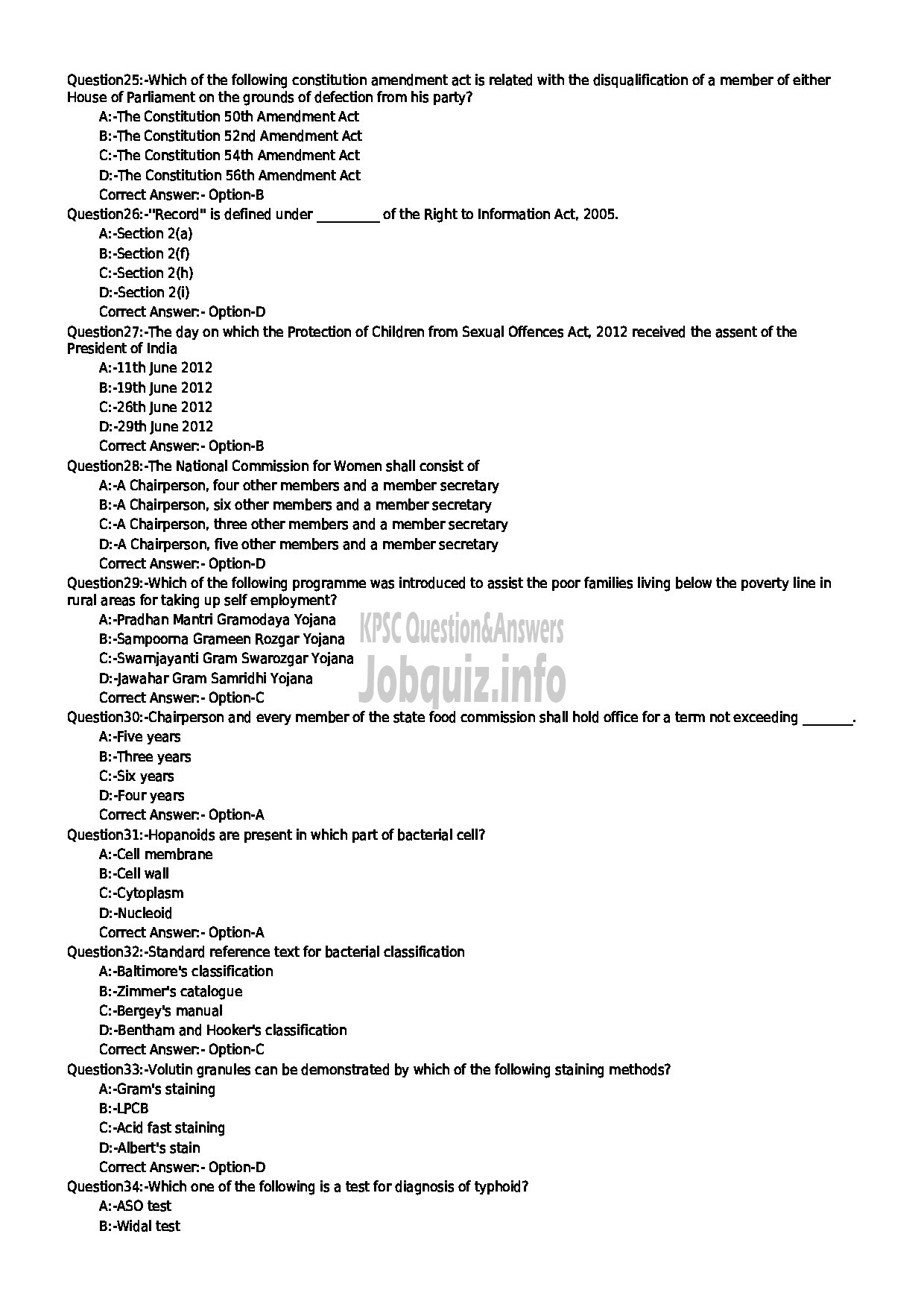 Kerala PSC Question Paper - LECTURER IN MICROBIOLOGY COLLEGIATE EDUCATION-4