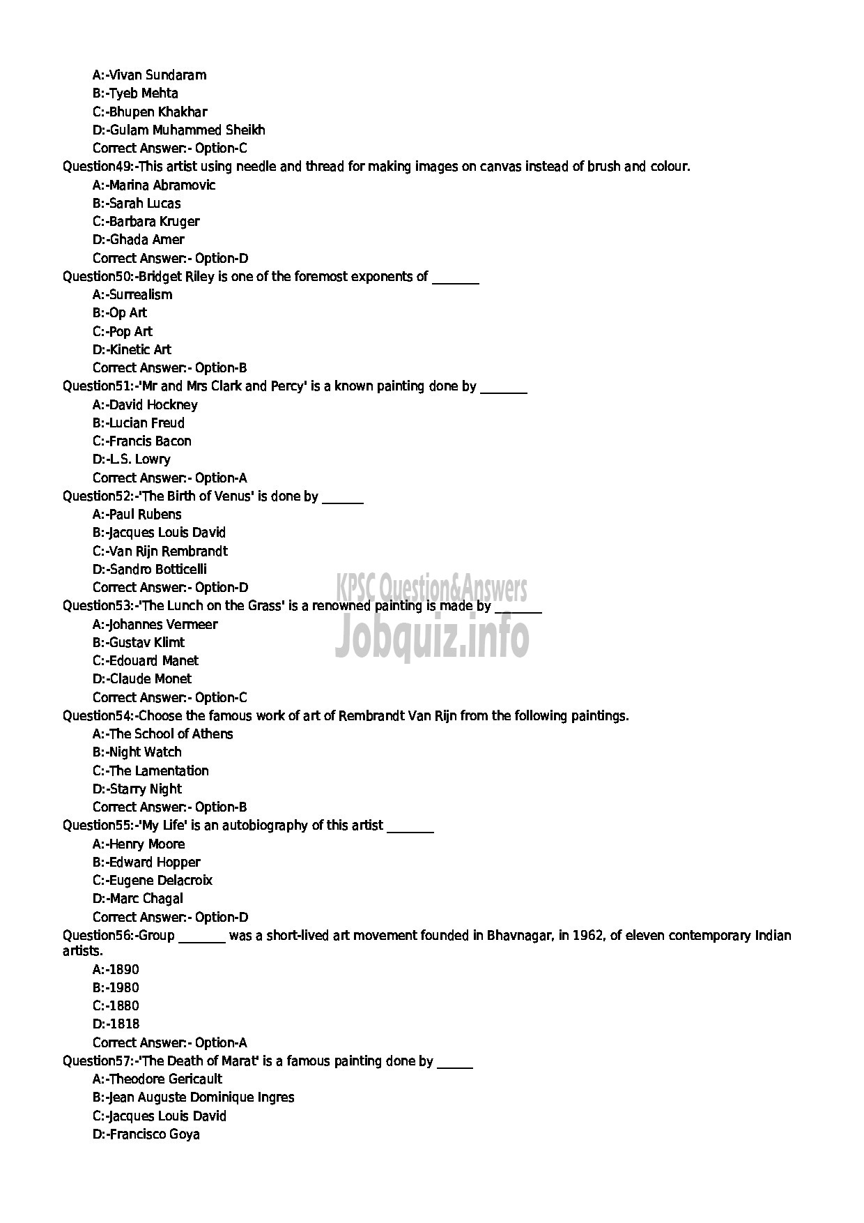 Kerala PSC Question Paper - LECTURER IN PAINTING TECHNICAL EDUCATION-6