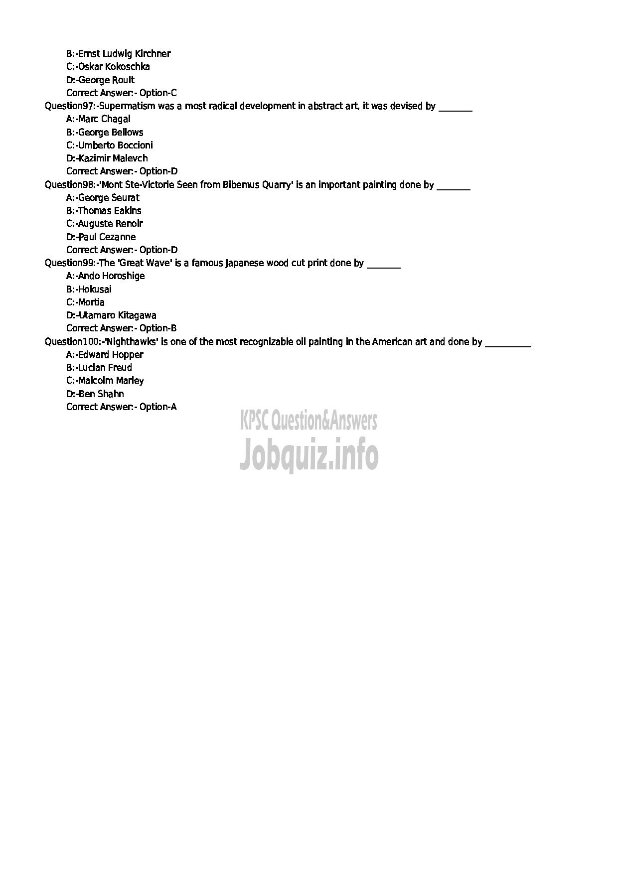 Kerala PSC Question Paper - LECTURER IN PAINTING TECHNICAL EDUCATION-11