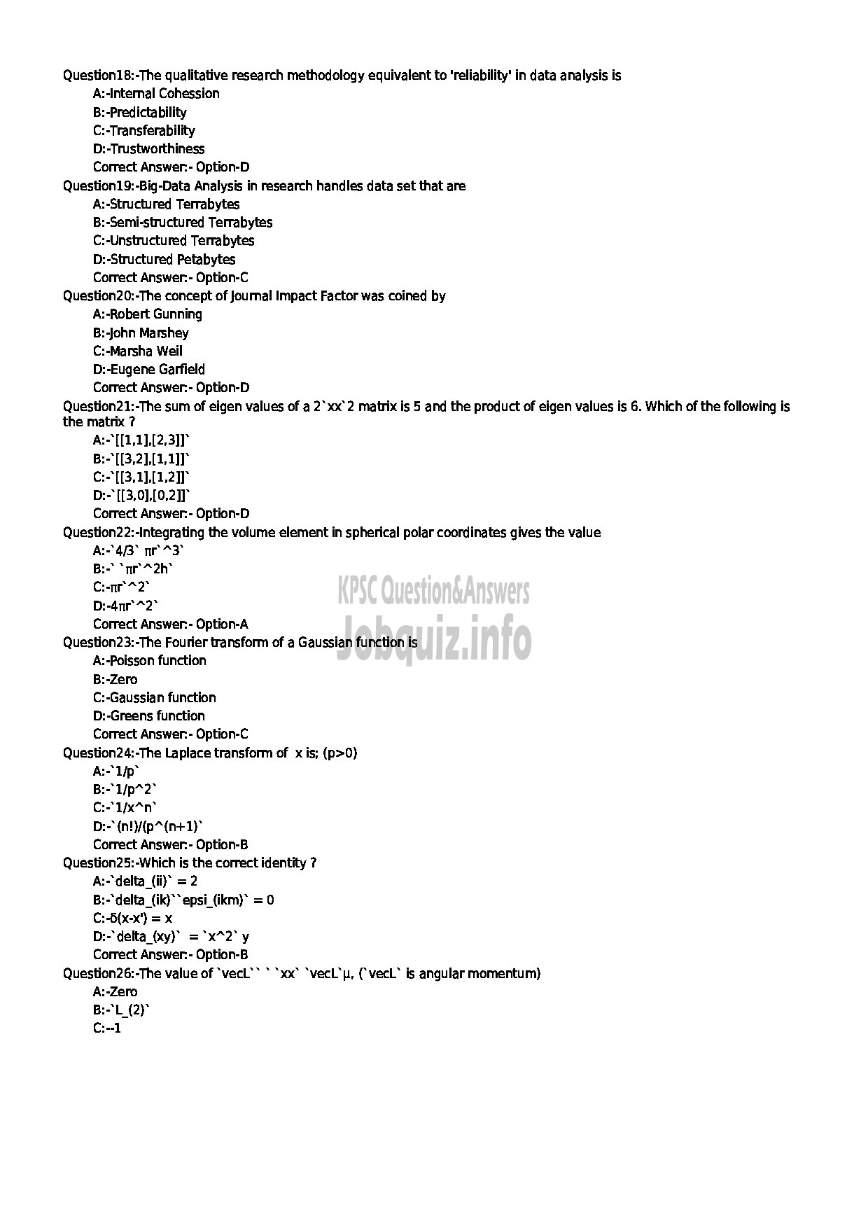 Kerala PSC Question Paper - LECTURER IN PHYSICAL SCIENCE COLLEGIATE EDUCATION-3