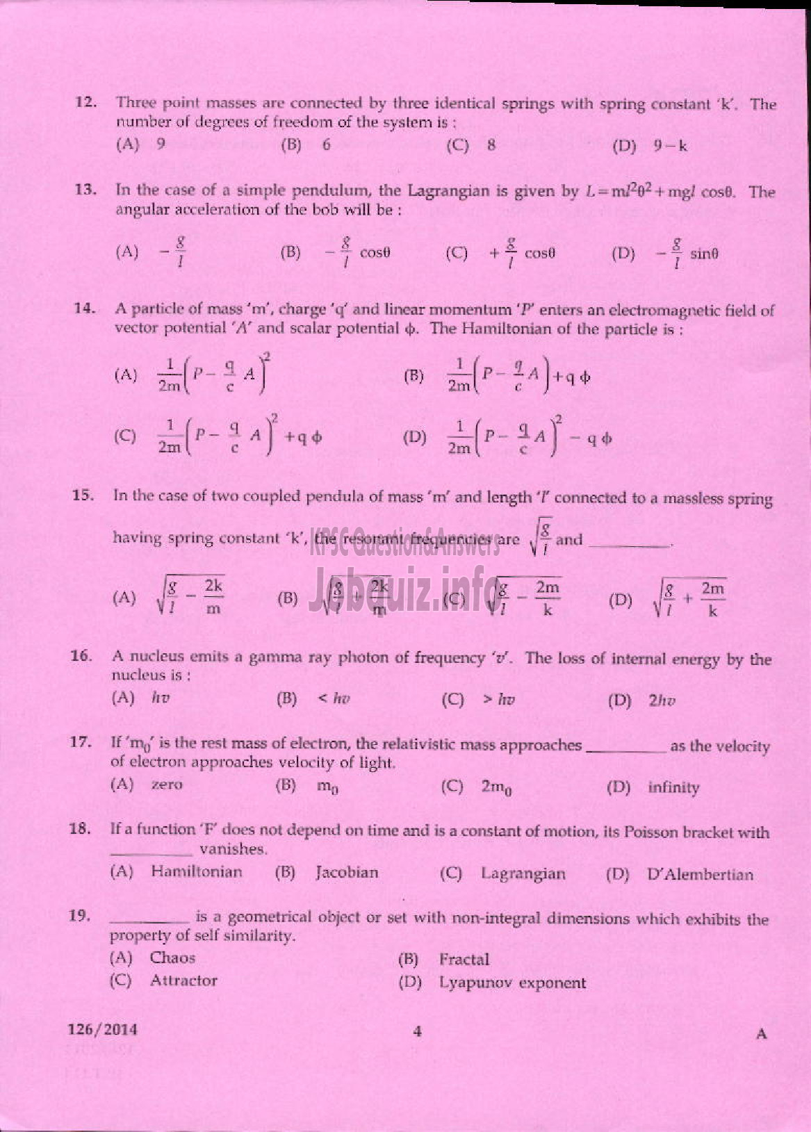 Kerala PSC Question Paper - LECTURER IN PHYSICS KERALA COLLEGIATE EDUCATION-2