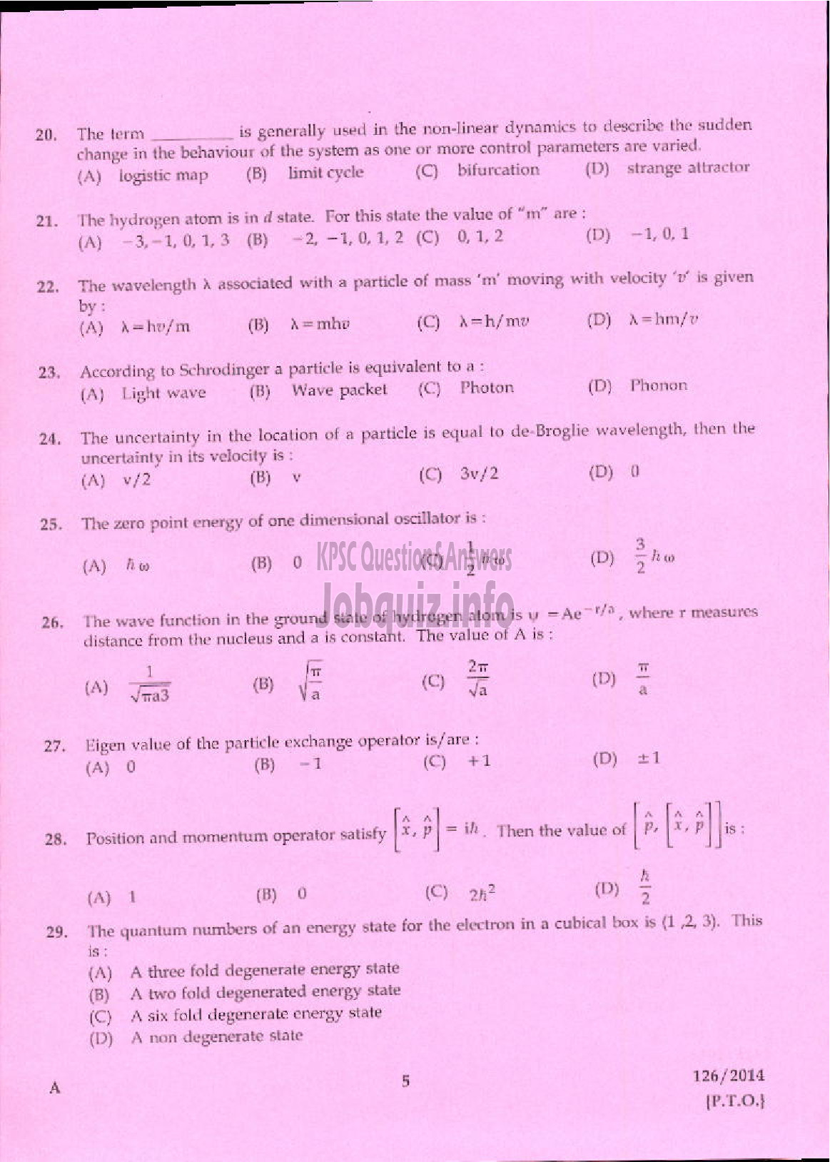 Kerala PSC Question Paper - LECTURER IN PHYSICS KERALA COLLEGIATE EDUCATION-3