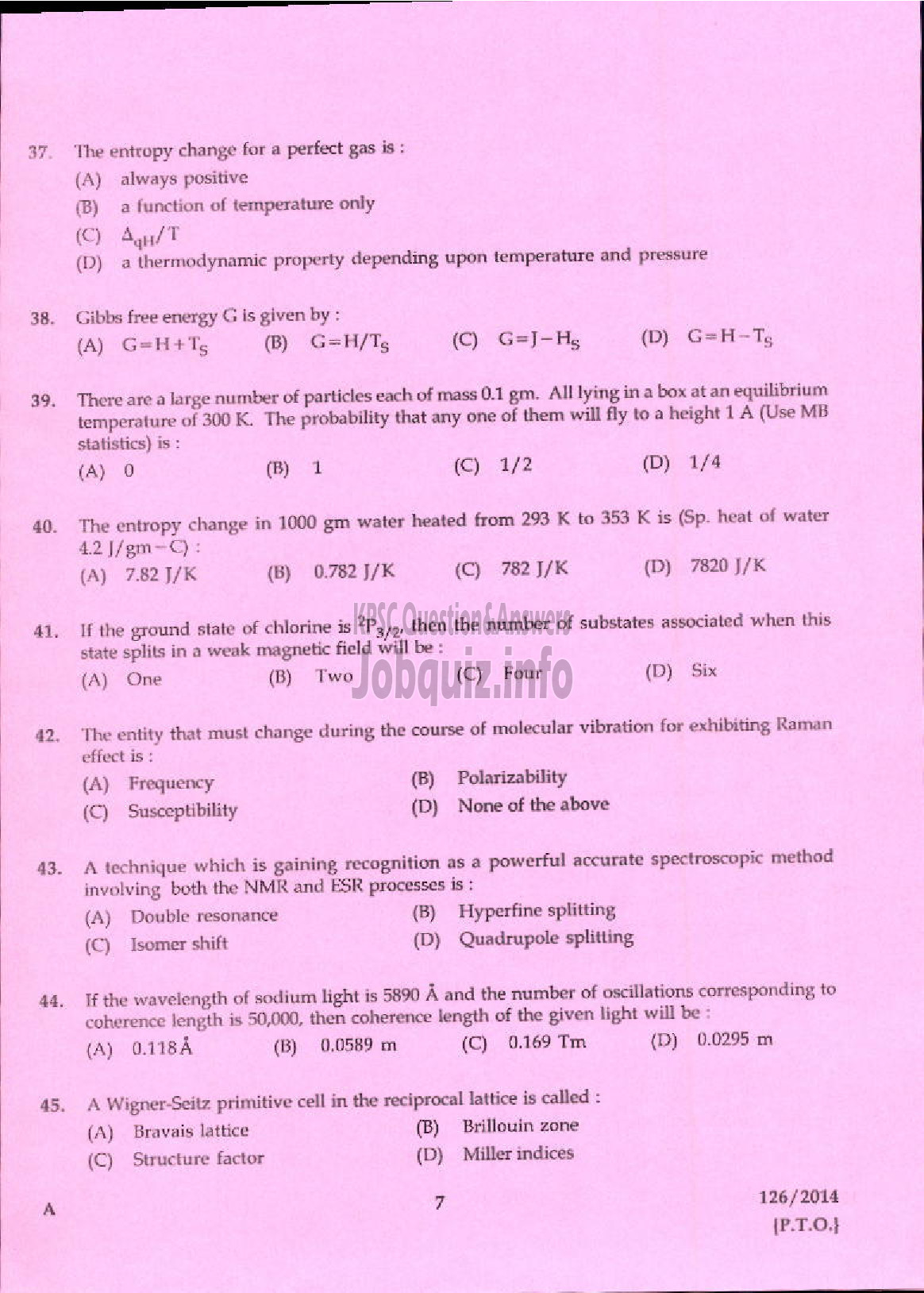 Kerala PSC Question Paper - LECTURER IN PHYSICS KERALA COLLEGIATE EDUCATION-5