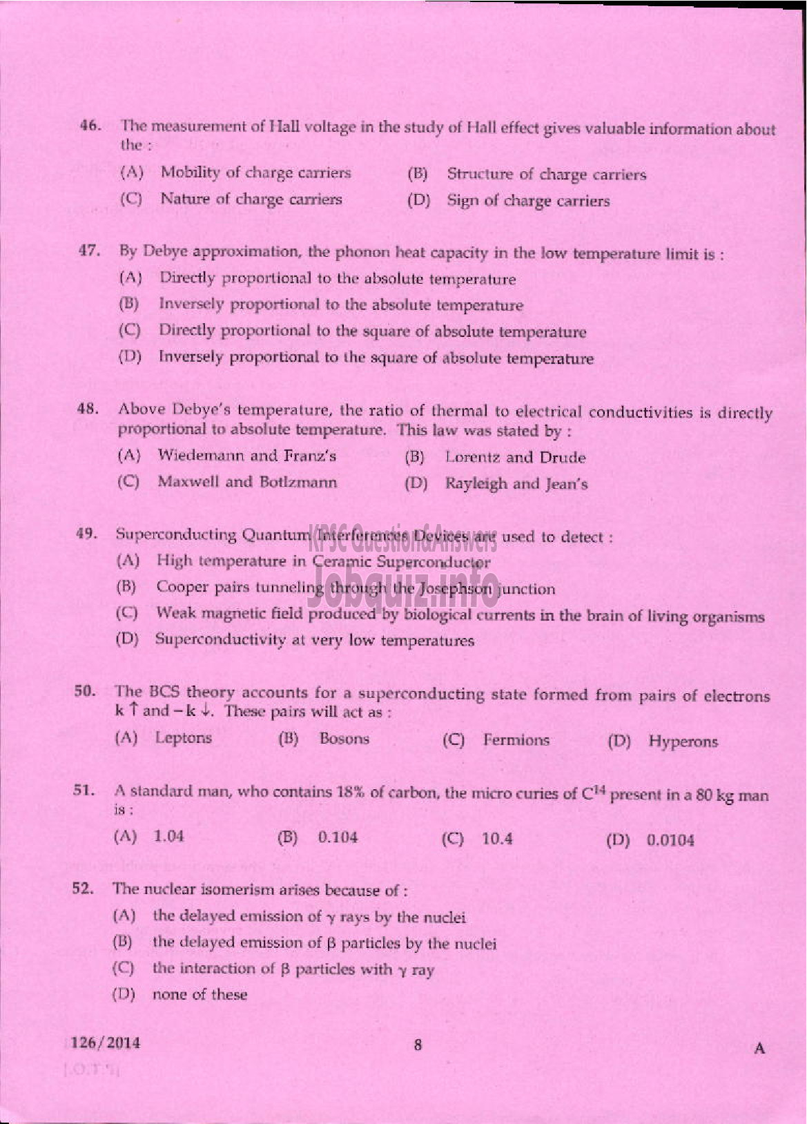 Kerala PSC Question Paper - LECTURER IN PHYSICS KERALA COLLEGIATE EDUCATION-6