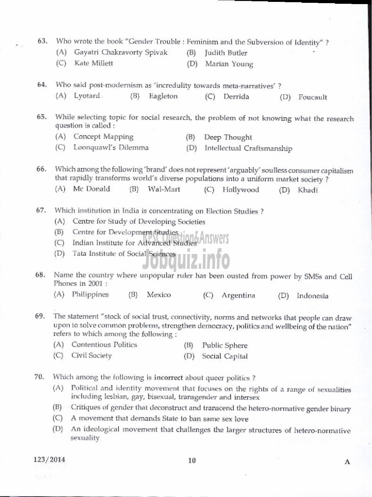 Kerala PSC Question Paper - LECTURER IN POLITICAL SCIENCE KERALA COLLEGIATE EDUCATION-8